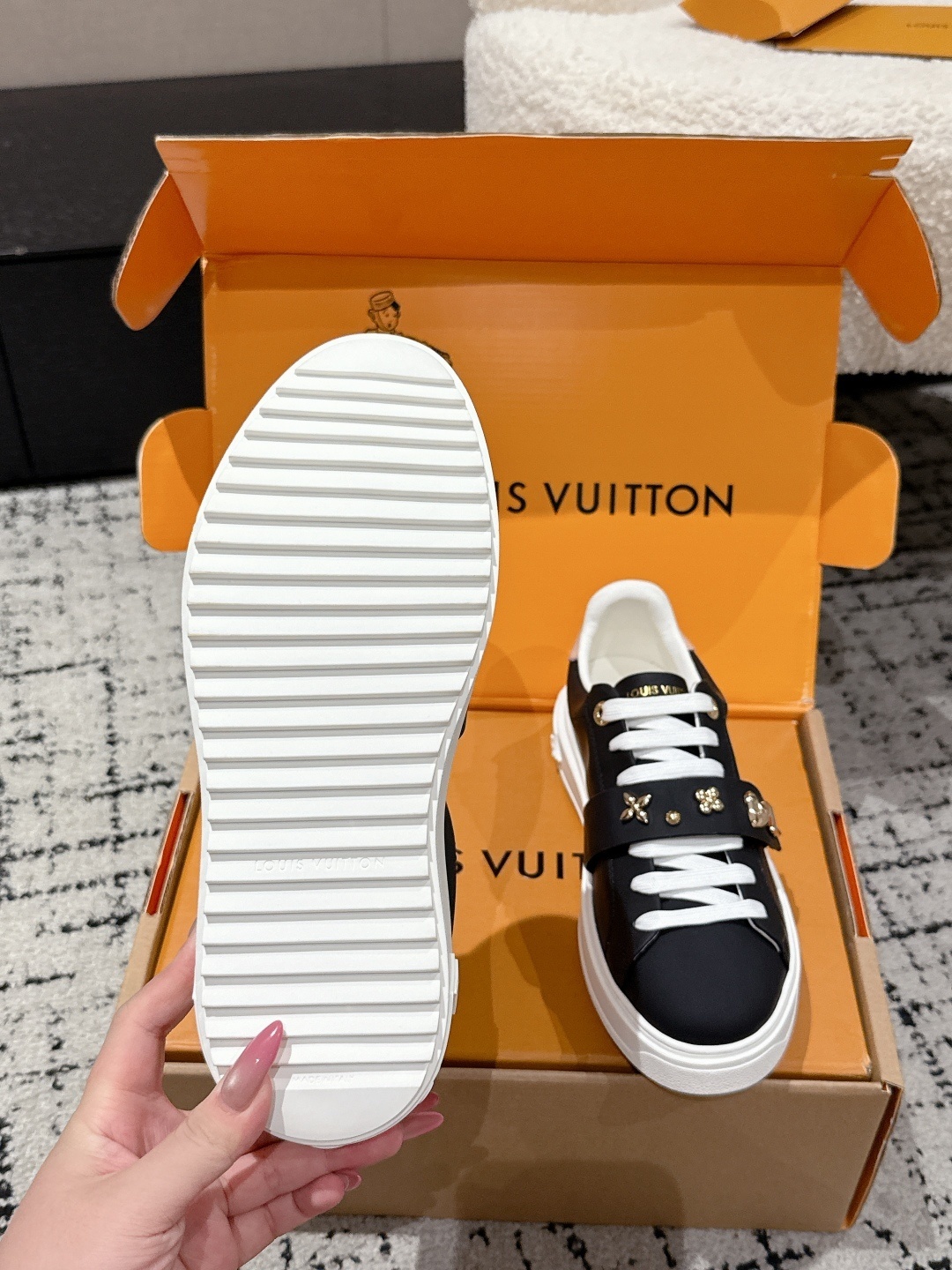 Louis Vuitton Women's Black Leather Charms Sneakers