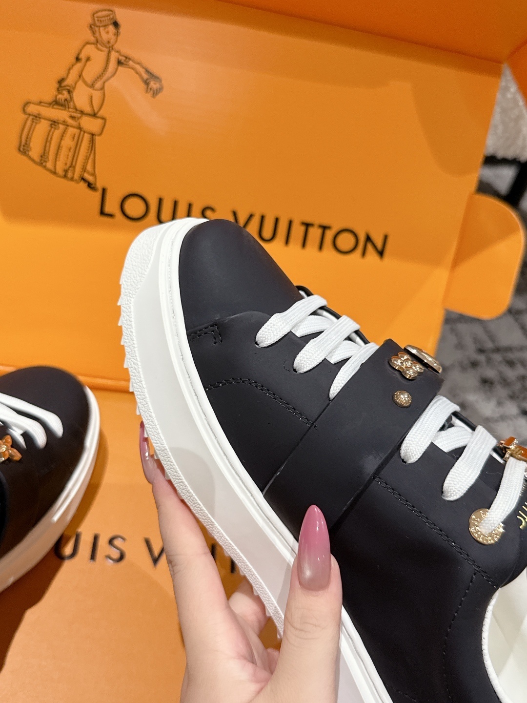 Louis Vuitton Women's Black Leather Charms Sneakers