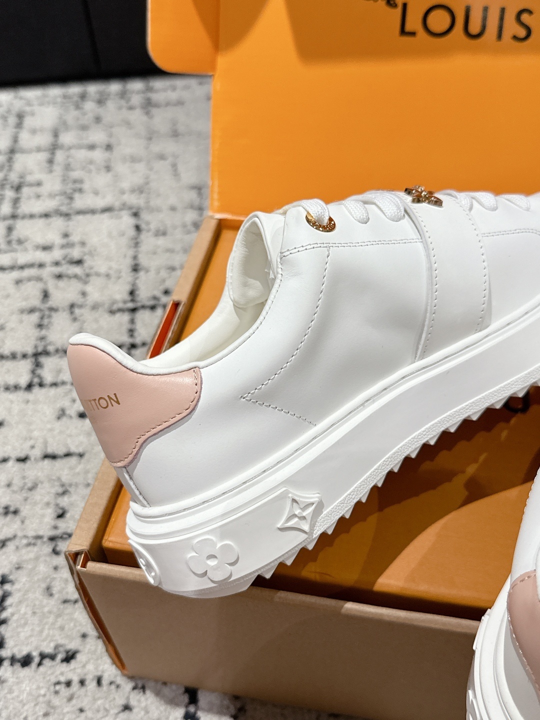 Louis Vuitton Women's White Leather Sneakers with Monogram Charms