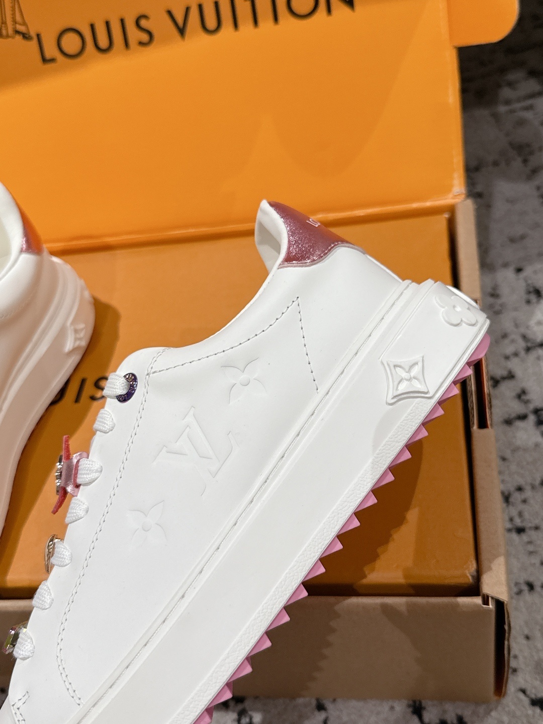 Louis Vuitton Women's White Leather Sneakers with Signature Charms