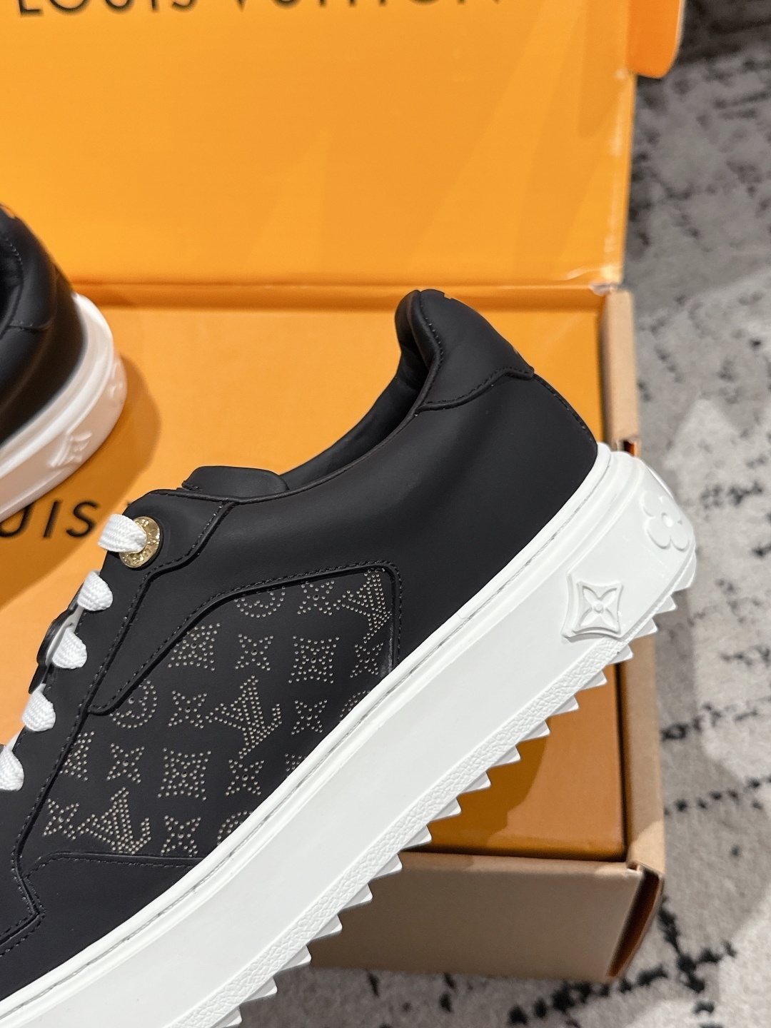 Louis Vuitton Monogram Black Sneakers with Luxury Flower Charms