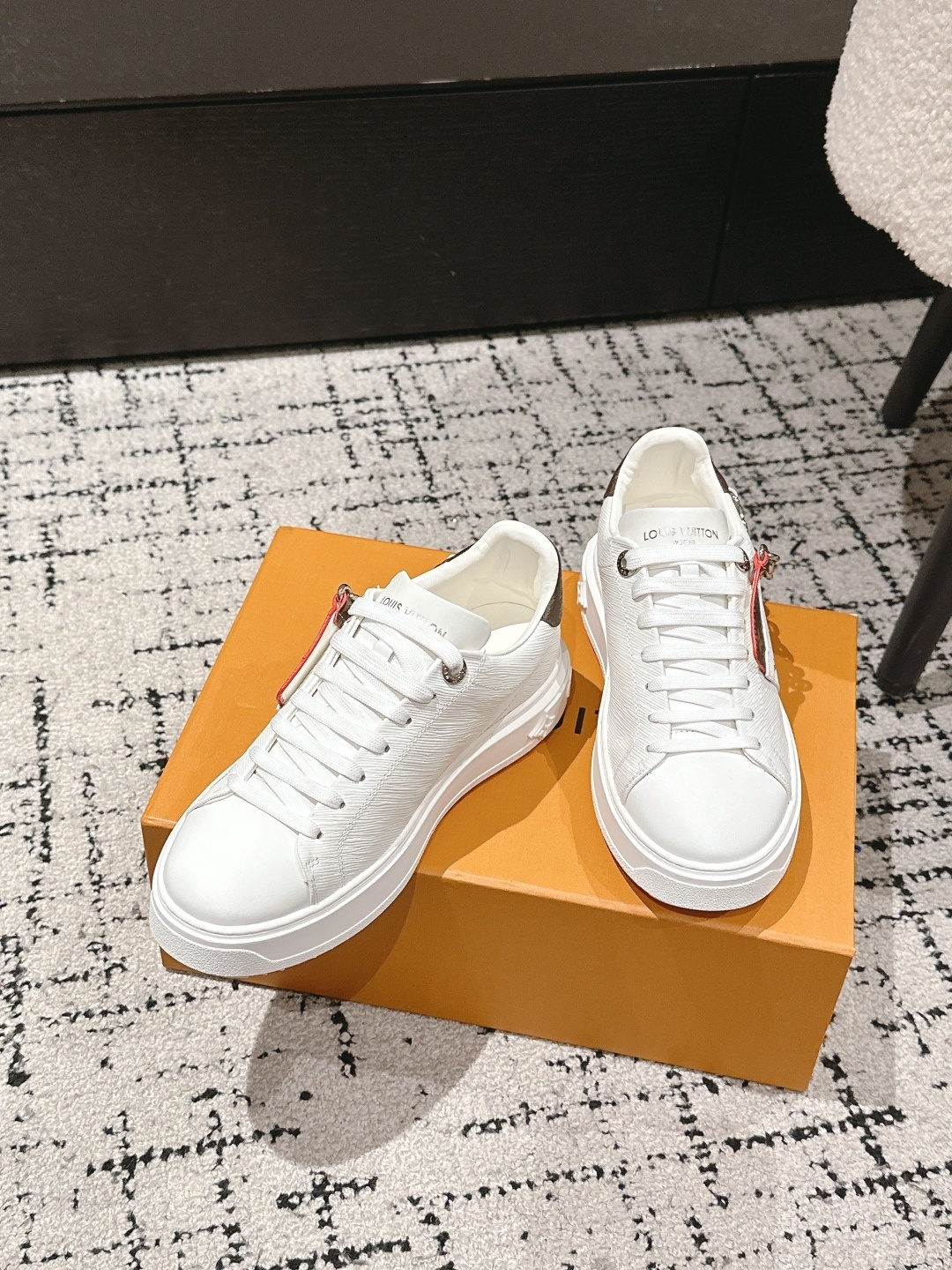 Louis Vuitton Frontrow White Leather Sneakers with Monogram Charms