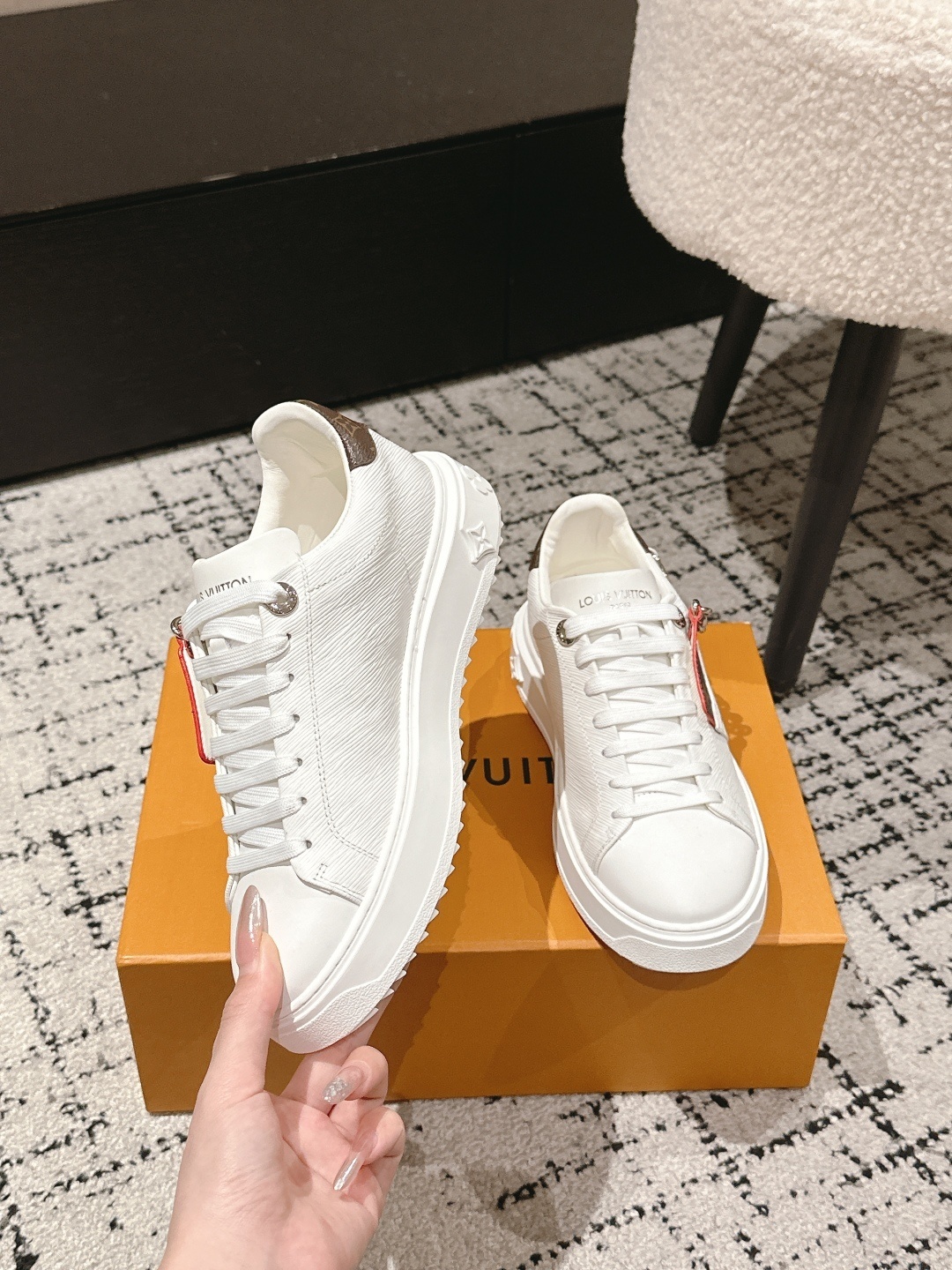 Louis Vuitton Frontrow White Leather Sneakers with Monogram Charms