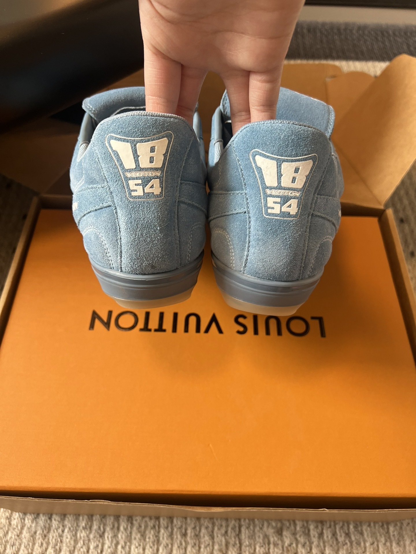 Louis Vuitton LVovers Light Blue Suede Sneakers Luxury Footwear