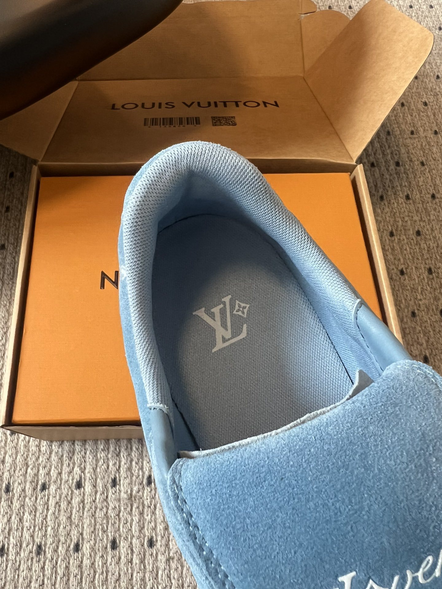 Louis Vuitton LVovers Light Blue Suede Sneakers Luxury Footwear
