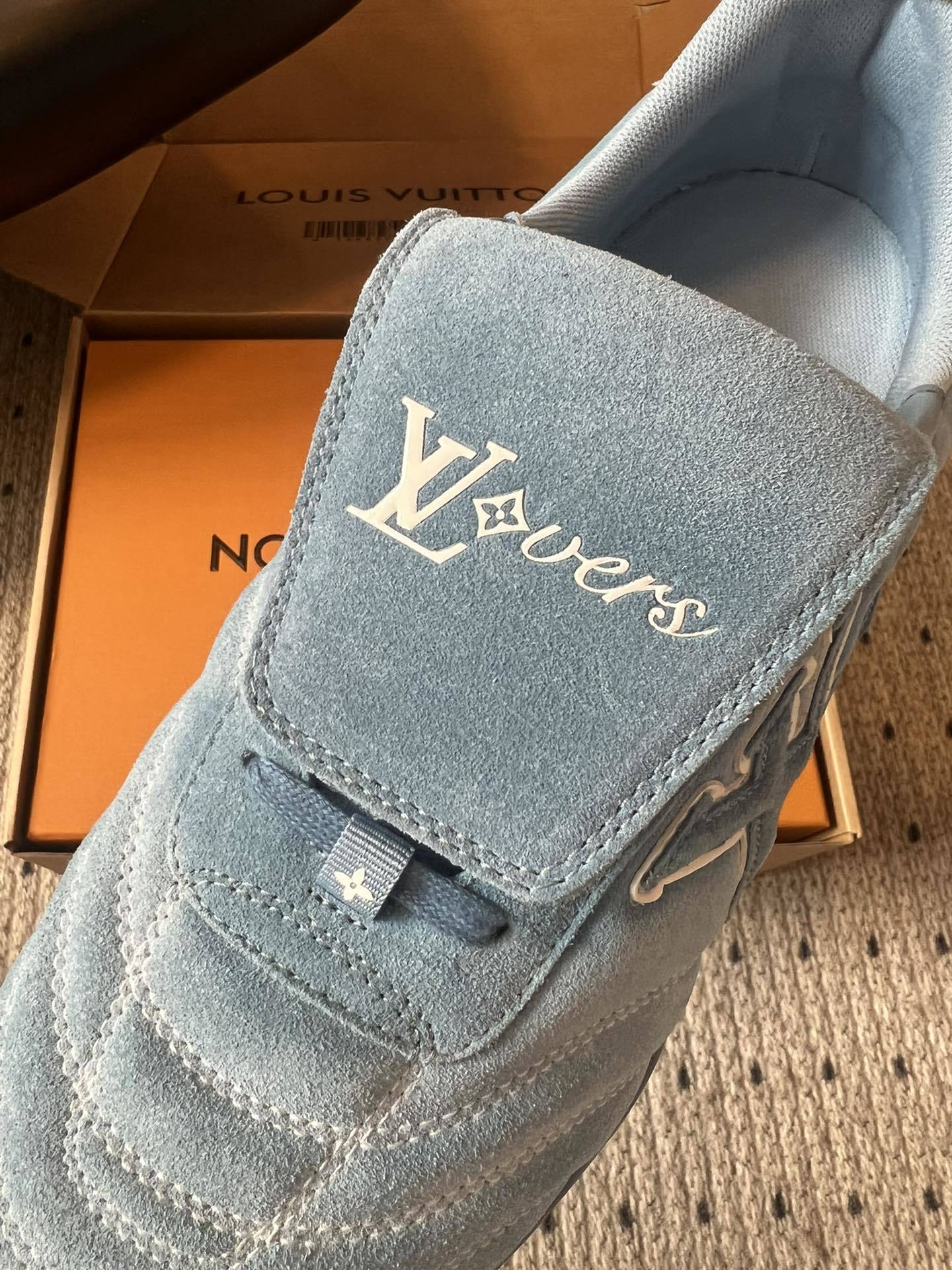 Louis Vuitton LVovers Light Blue Suede Sneakers Luxury Footwear