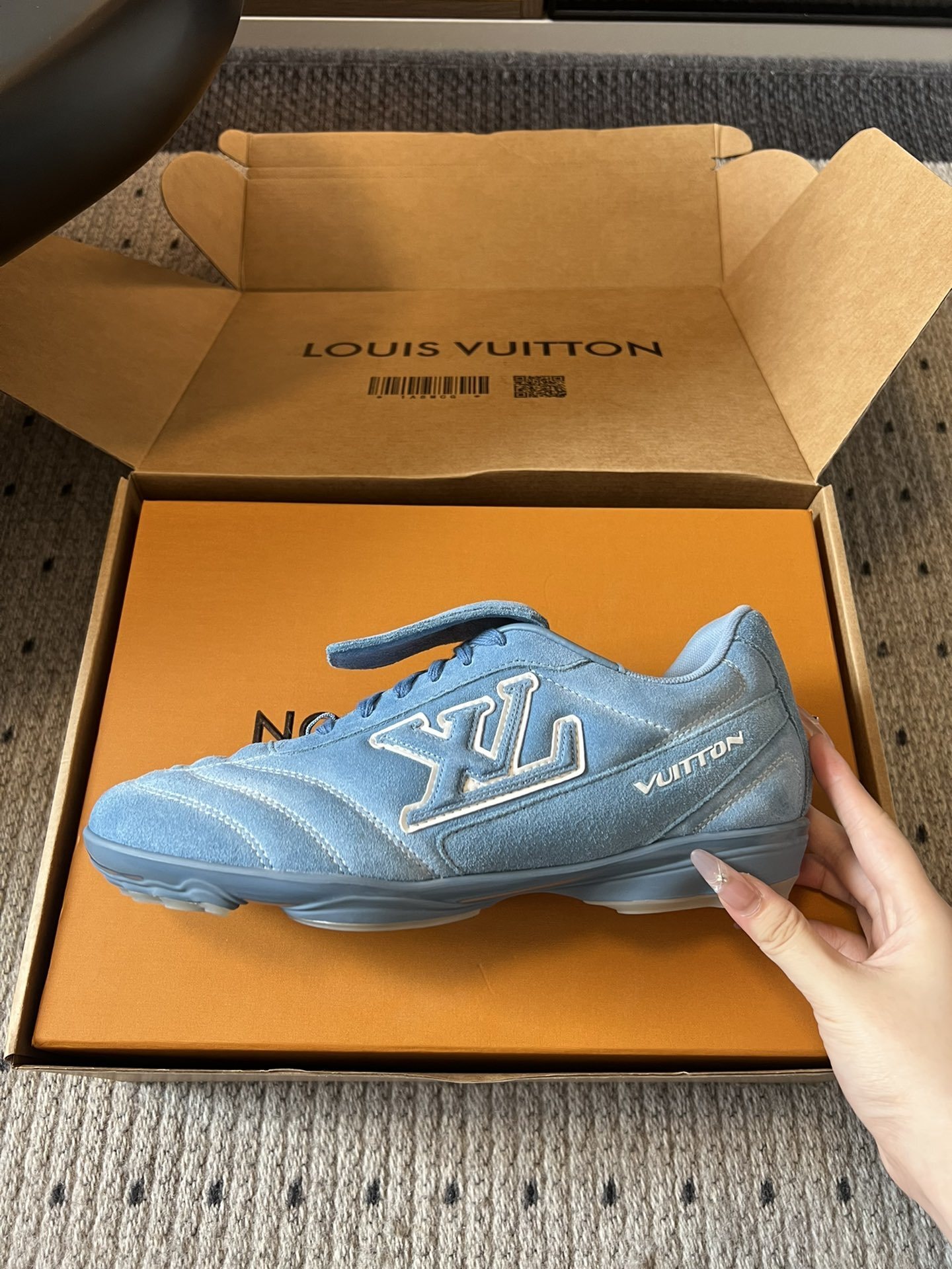 Louis Vuitton LVovers Light Blue Suede Sneakers Luxury Footwear