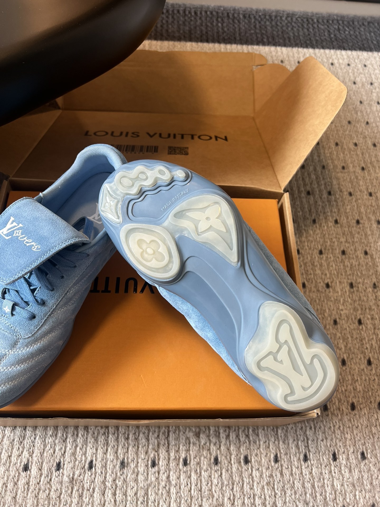 Louis Vuitton LVovers Light Blue Suede Sneakers Luxury Footwear