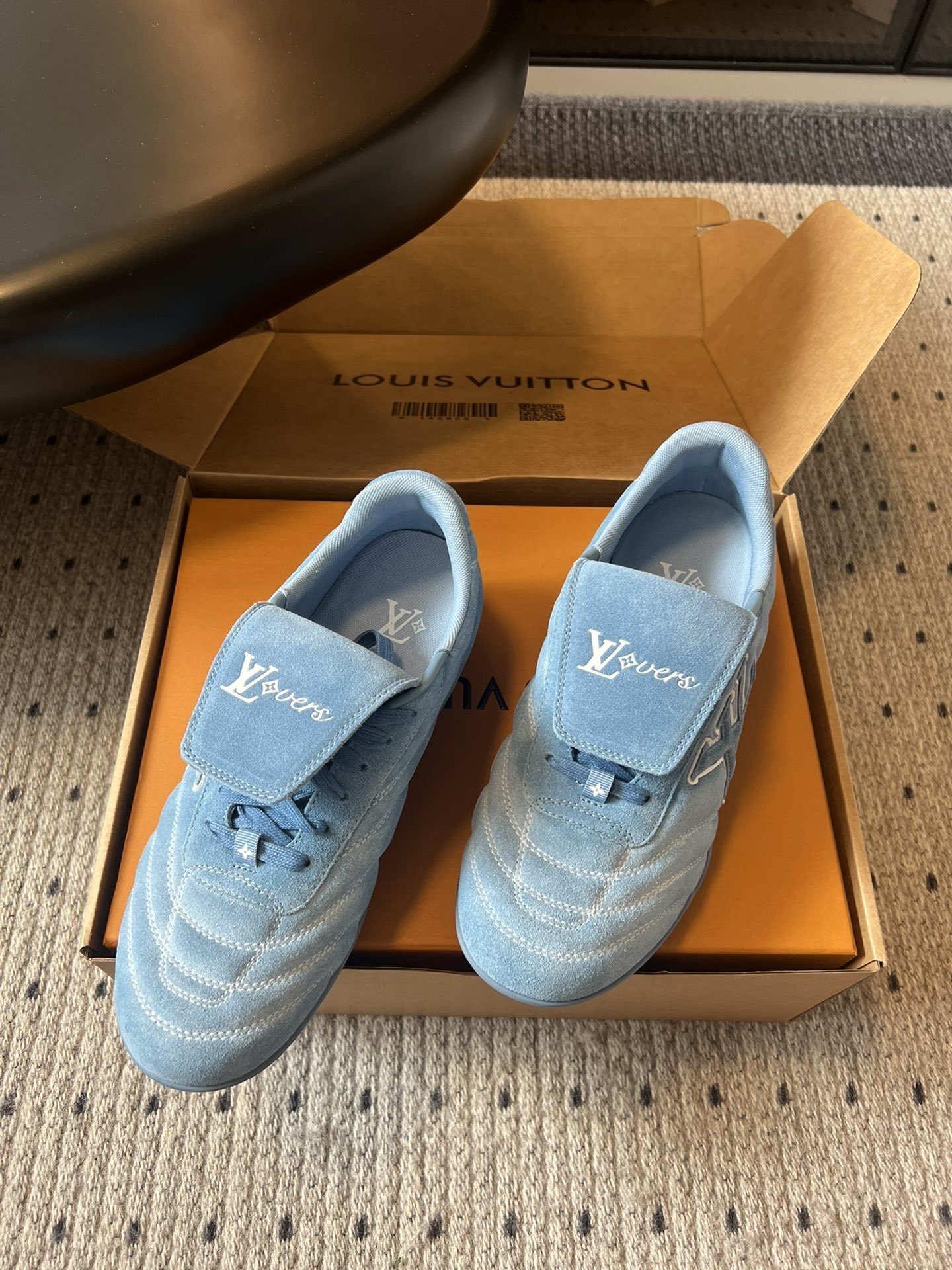 Louis Vuitton LVovers Light Blue Suede Sneakers Luxury Footwear