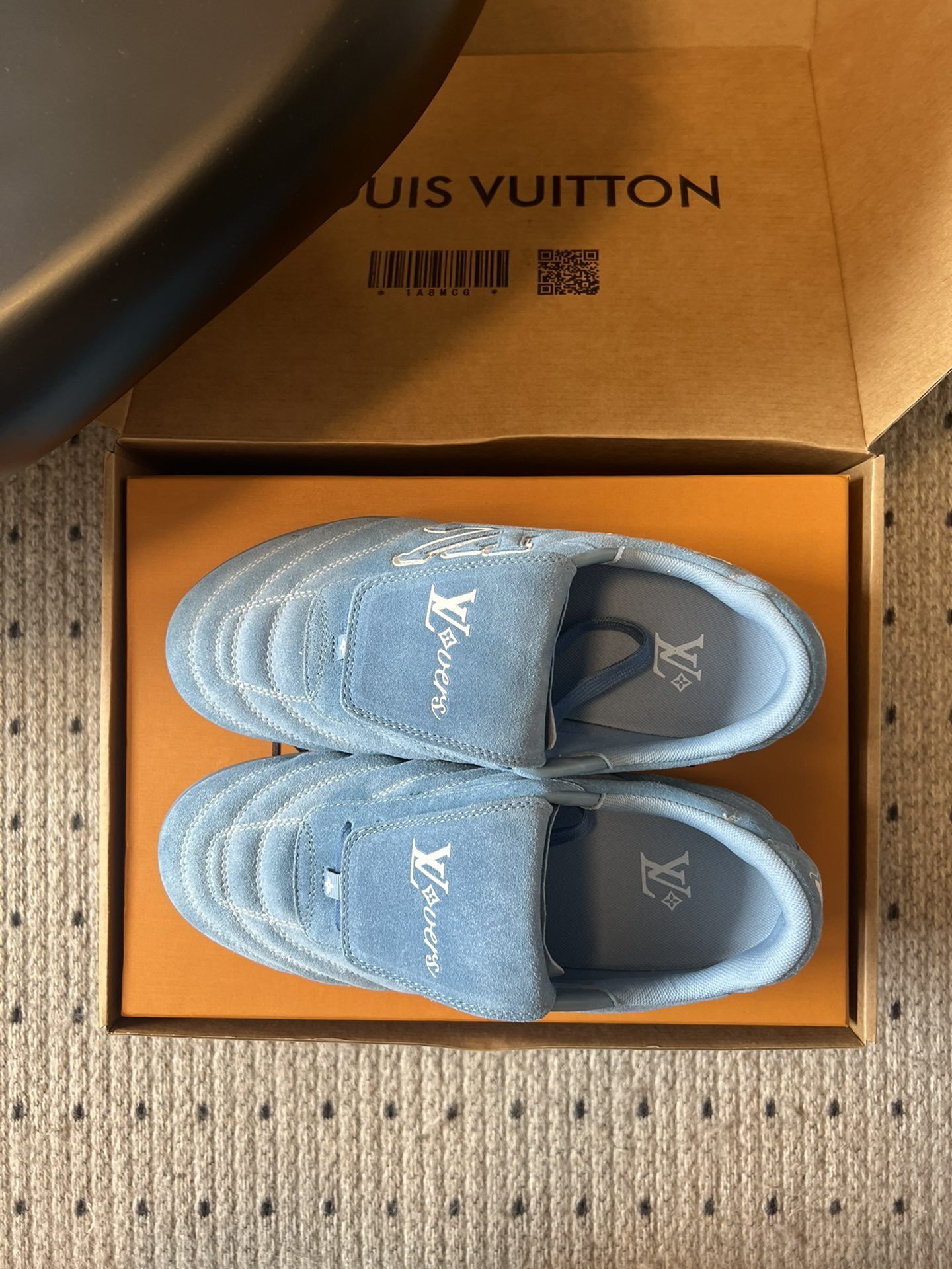 Louis Vuitton LVovers Light Blue Suede Sneakers Luxury Footwear