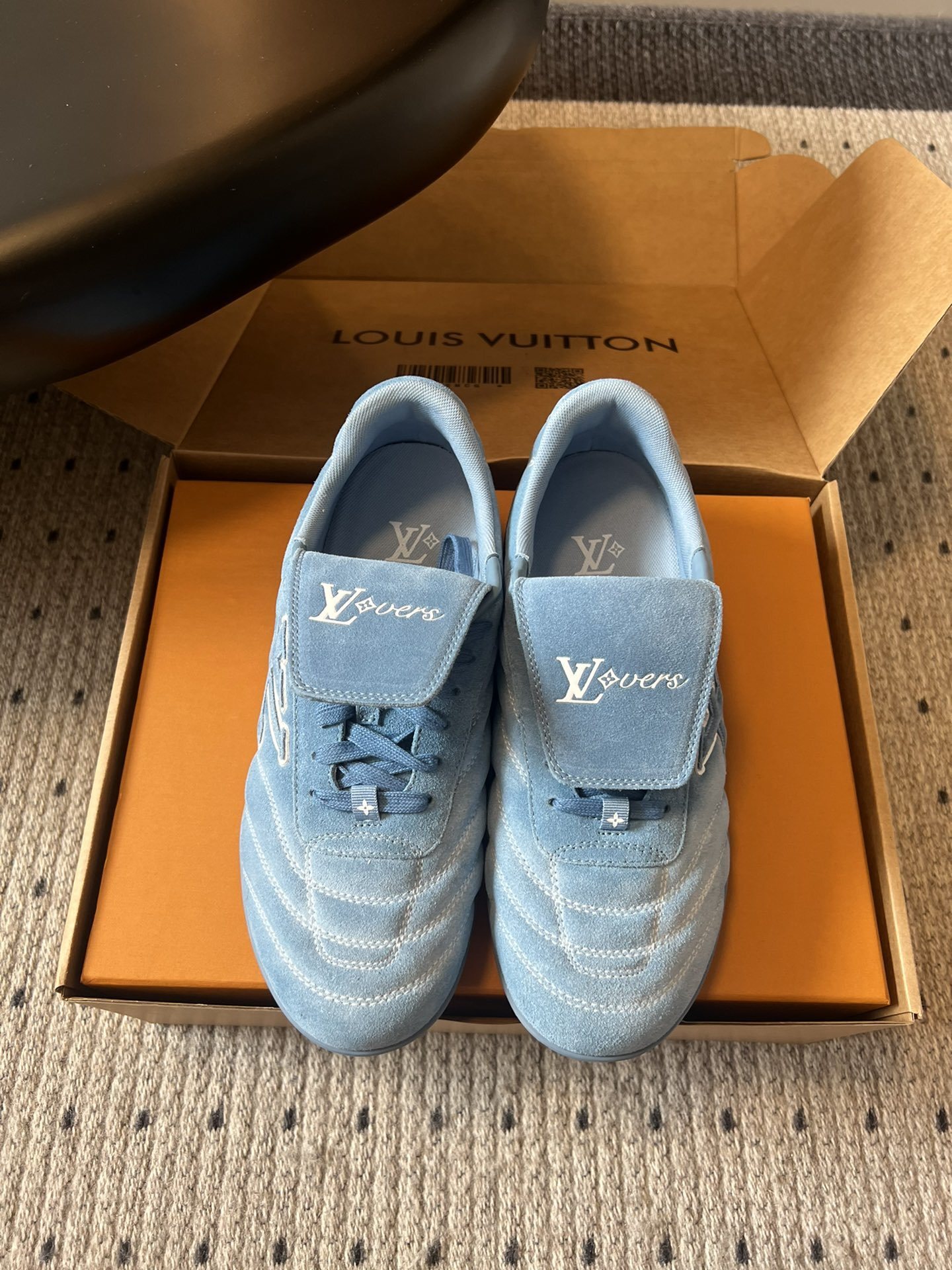 Louis Vuitton LVovers Light Blue Suede Sneakers Luxury Footwear