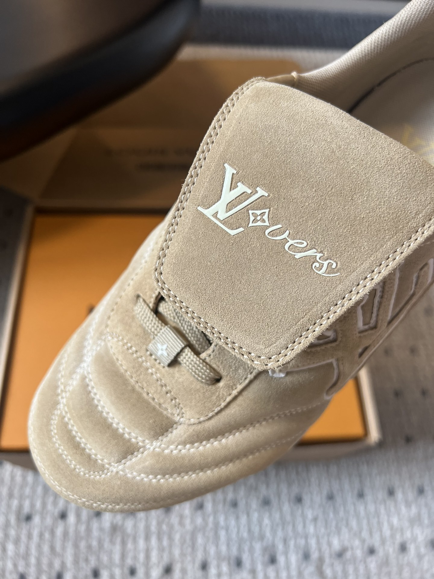 Louis Vuitton LVERS Beige Suede Sneakers - Men's Luxury Footwear
