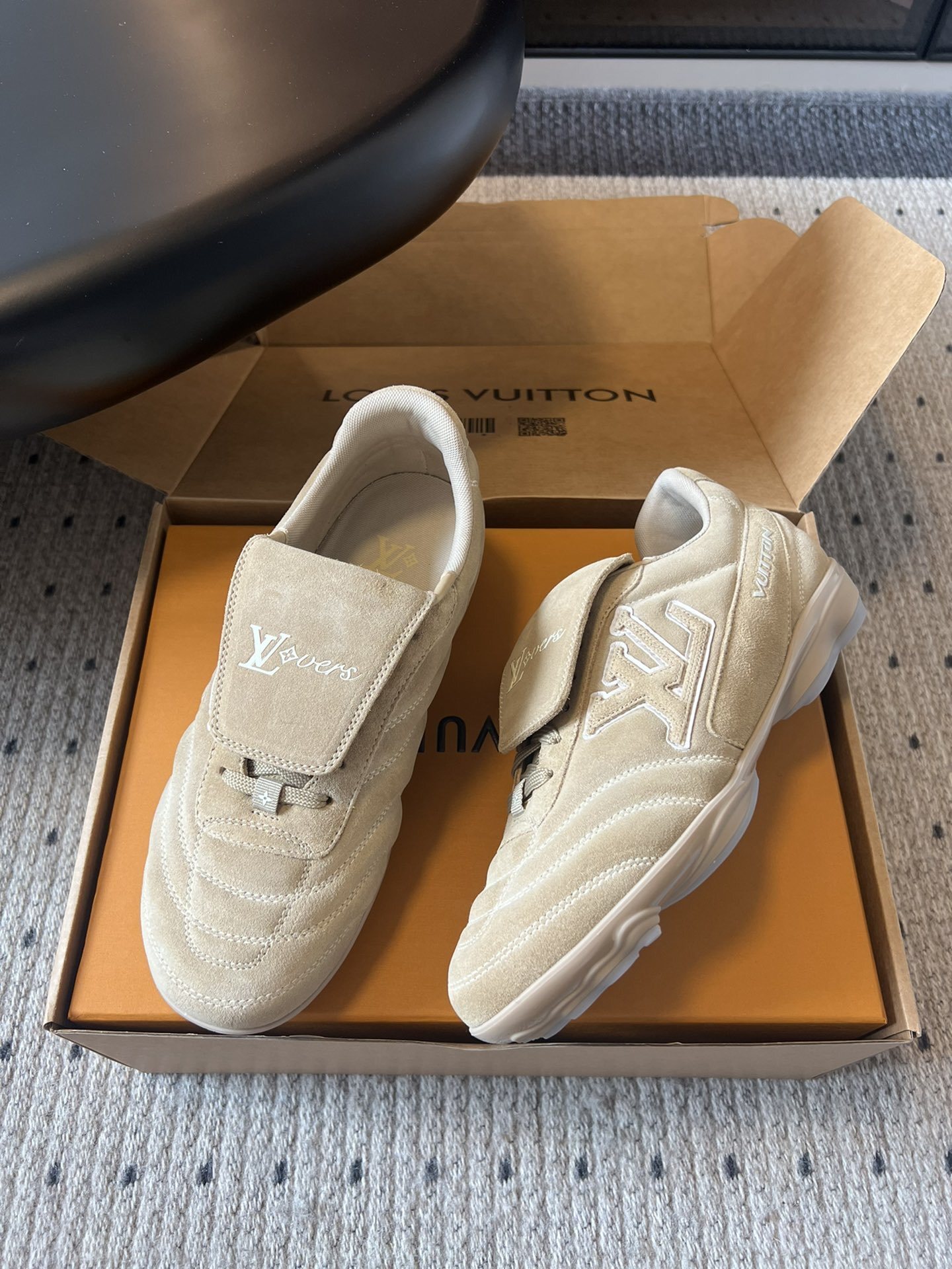 Louis Vuitton LVERS Beige Suede Sneakers - Men's Luxury Footwear