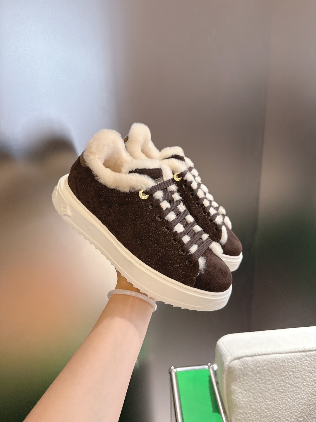 Louis Vuitton Time Out Shearling Sneakers - Brown Luxury Winter Shoes