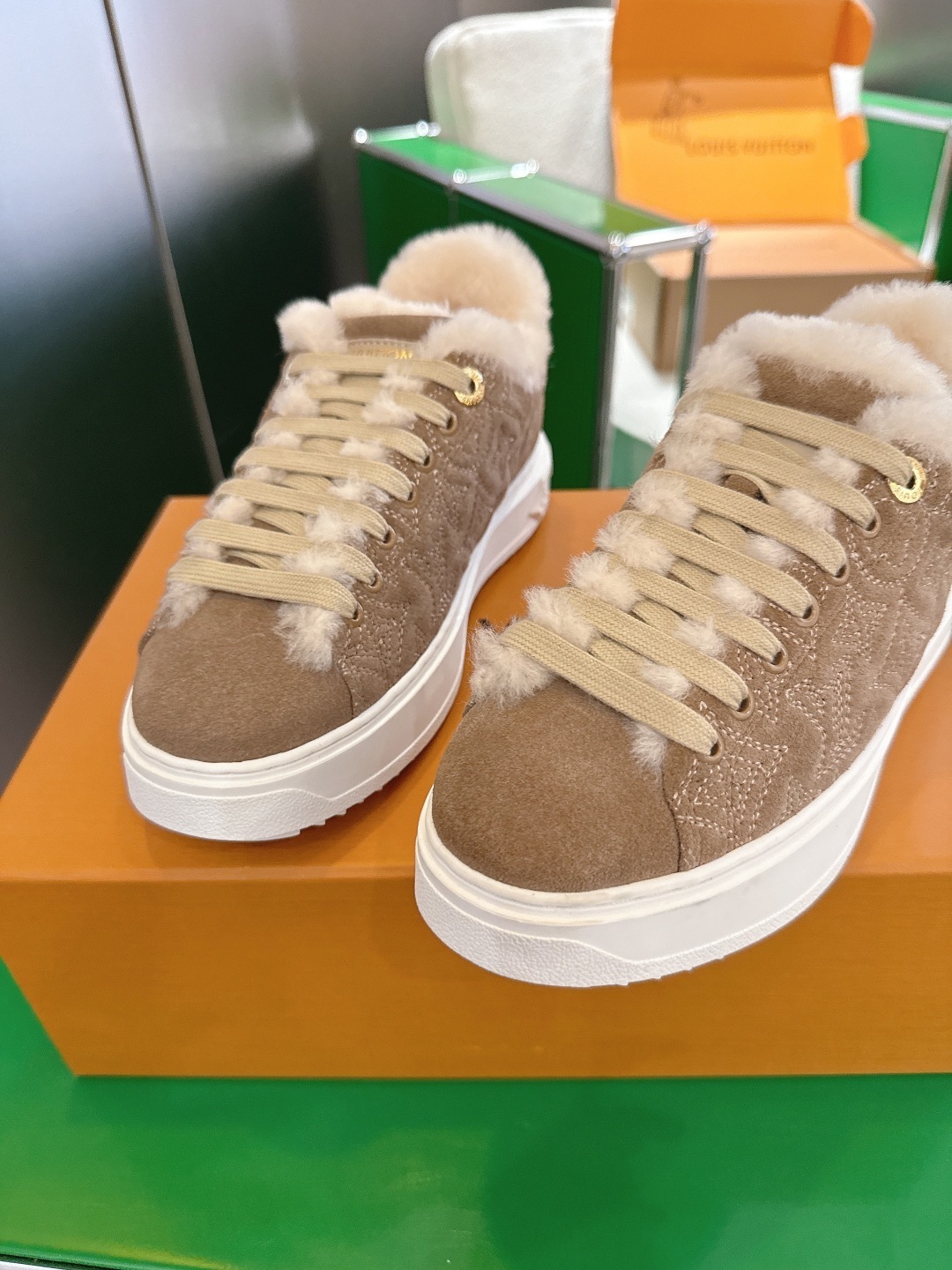 Louis Vuitton Fur-Lined Suede Sneakers - Luxury Winter Footwear