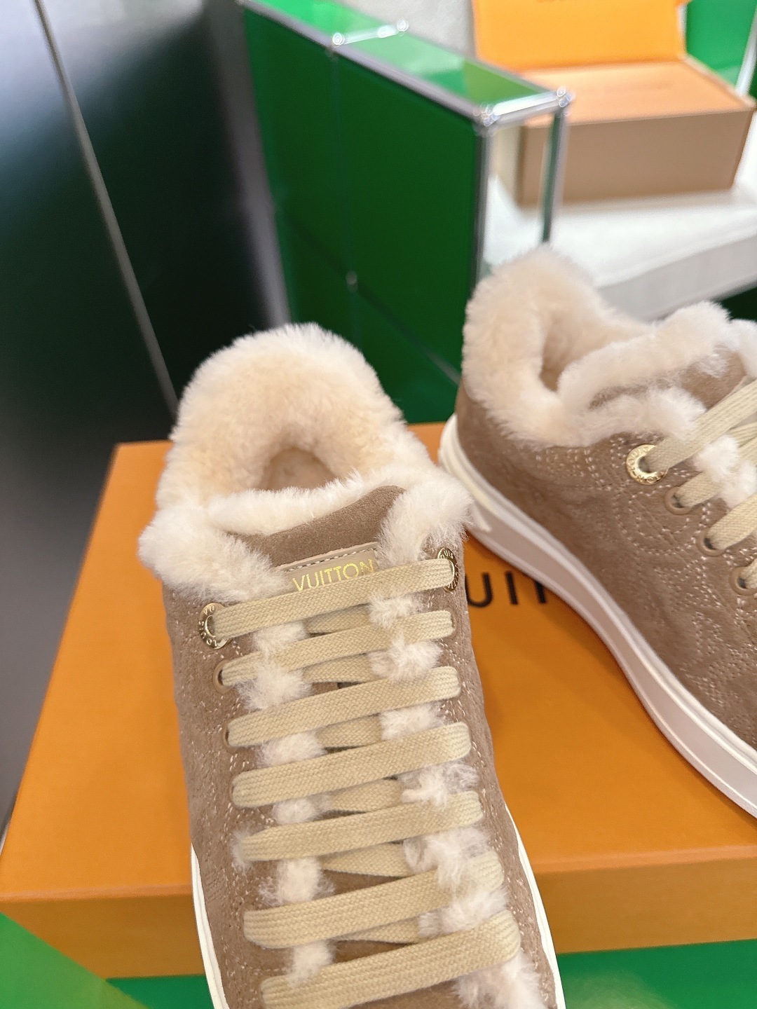 Louis Vuitton Fur-Lined Suede Sneakers - Luxury Winter Footwear