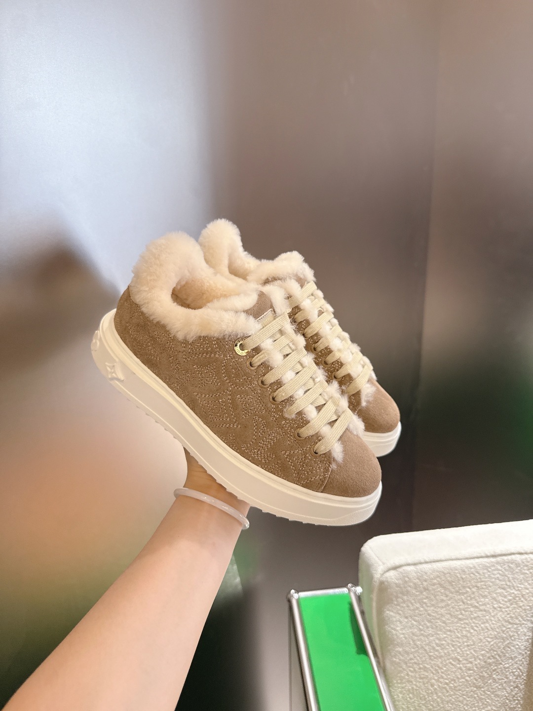 Louis Vuitton Fur-Lined Suede Sneakers - Luxury Winter Footwear