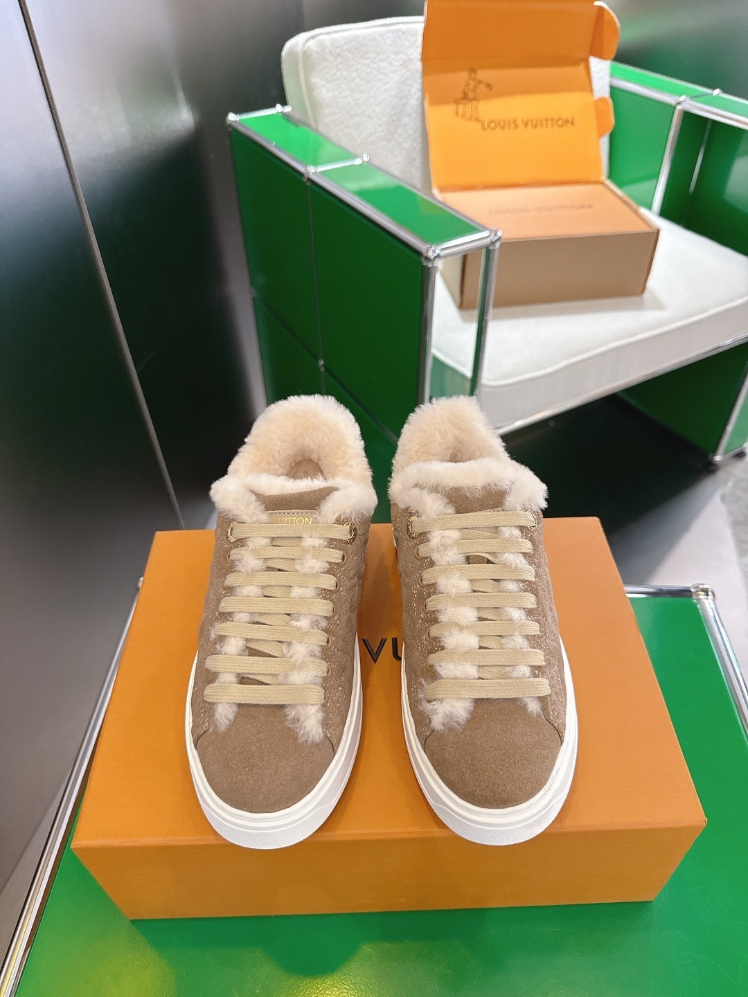 Louis Vuitton Fur-Lined Suede Sneakers – Luxury Winter Footwear