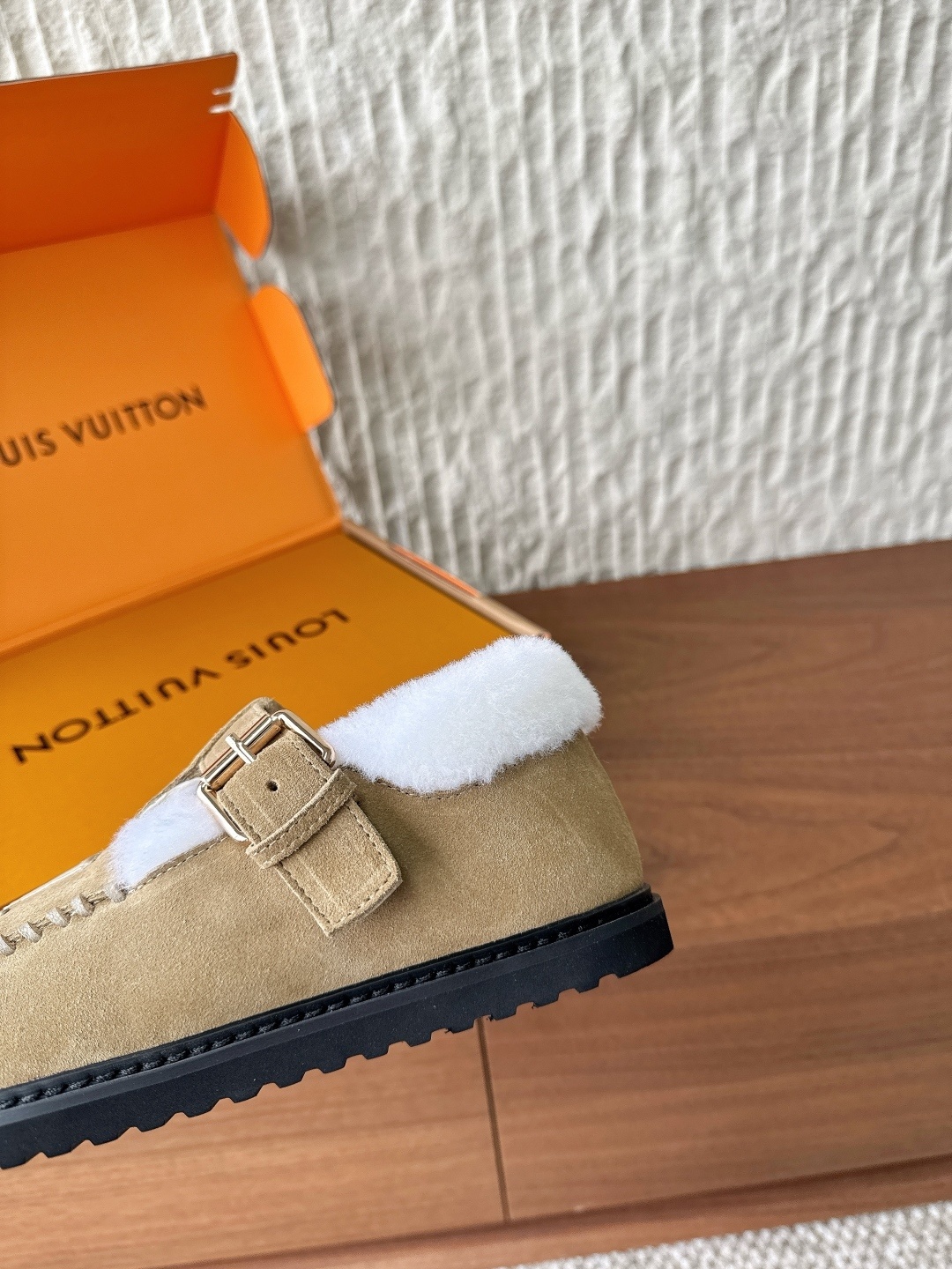 Louis Vuitton Shearling Lined Suede Mules - Luxury Tan Comfort Shoes