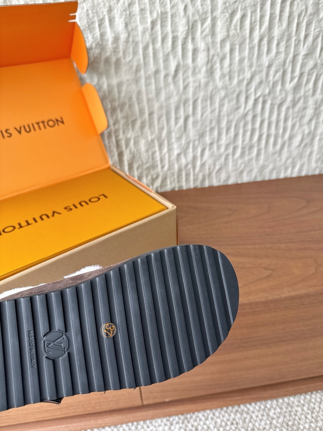 Louis Vuitton Brown Suede Monogram Loafers with Shearling Lining