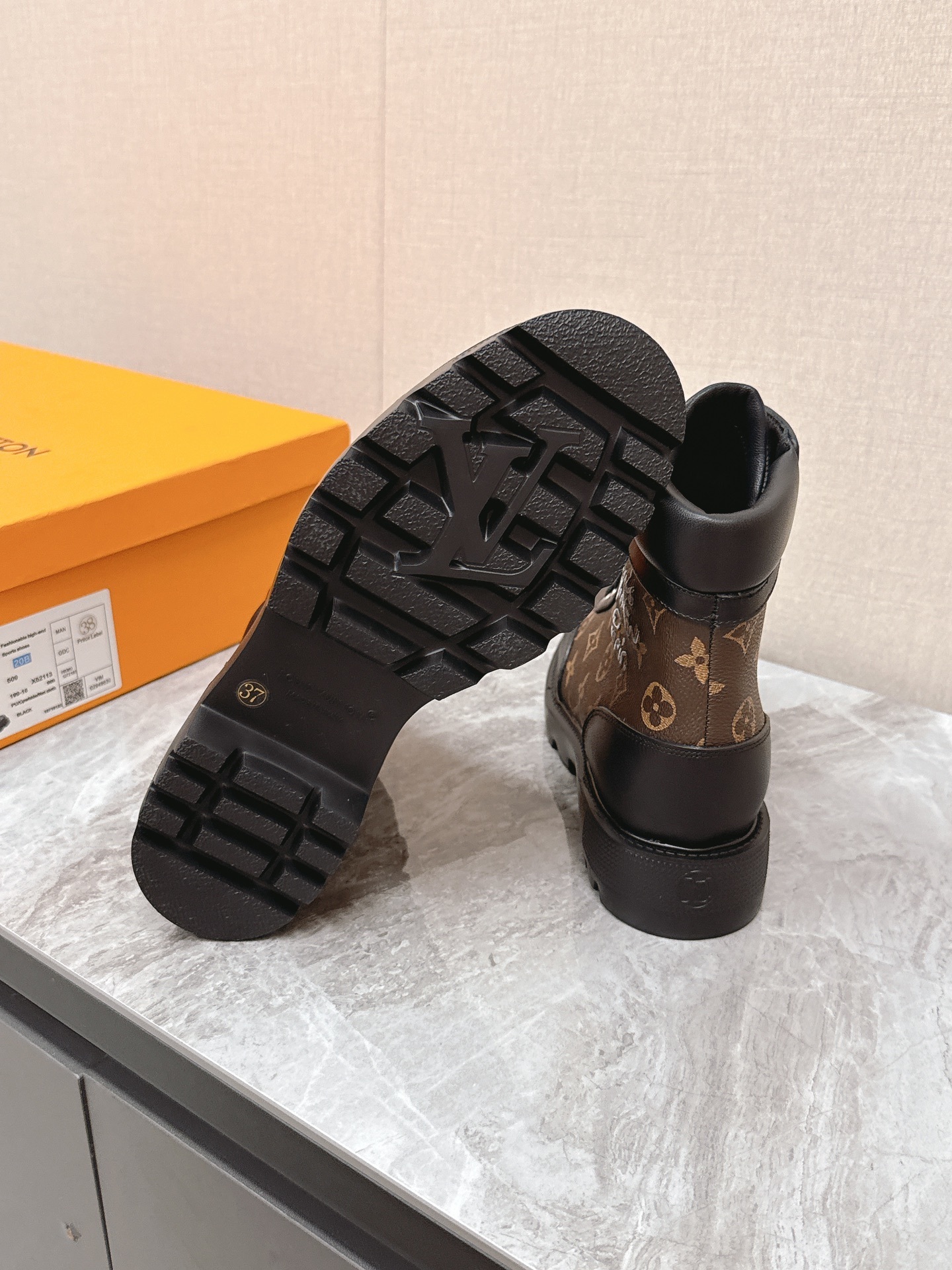 Louis Vuitton Monogram Canvas and Black Leather Ranger Boots