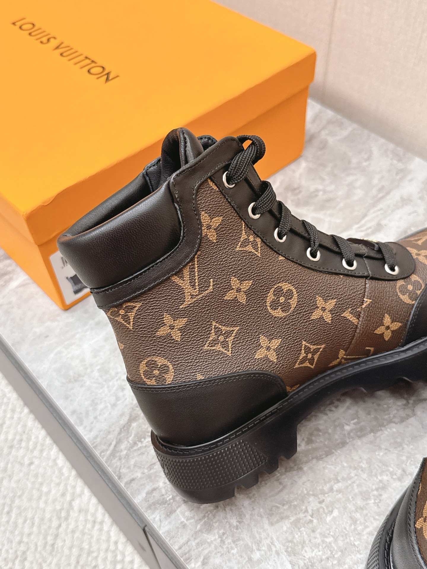 Louis Vuitton Monogram Canvas and Black Leather Ranger Boots