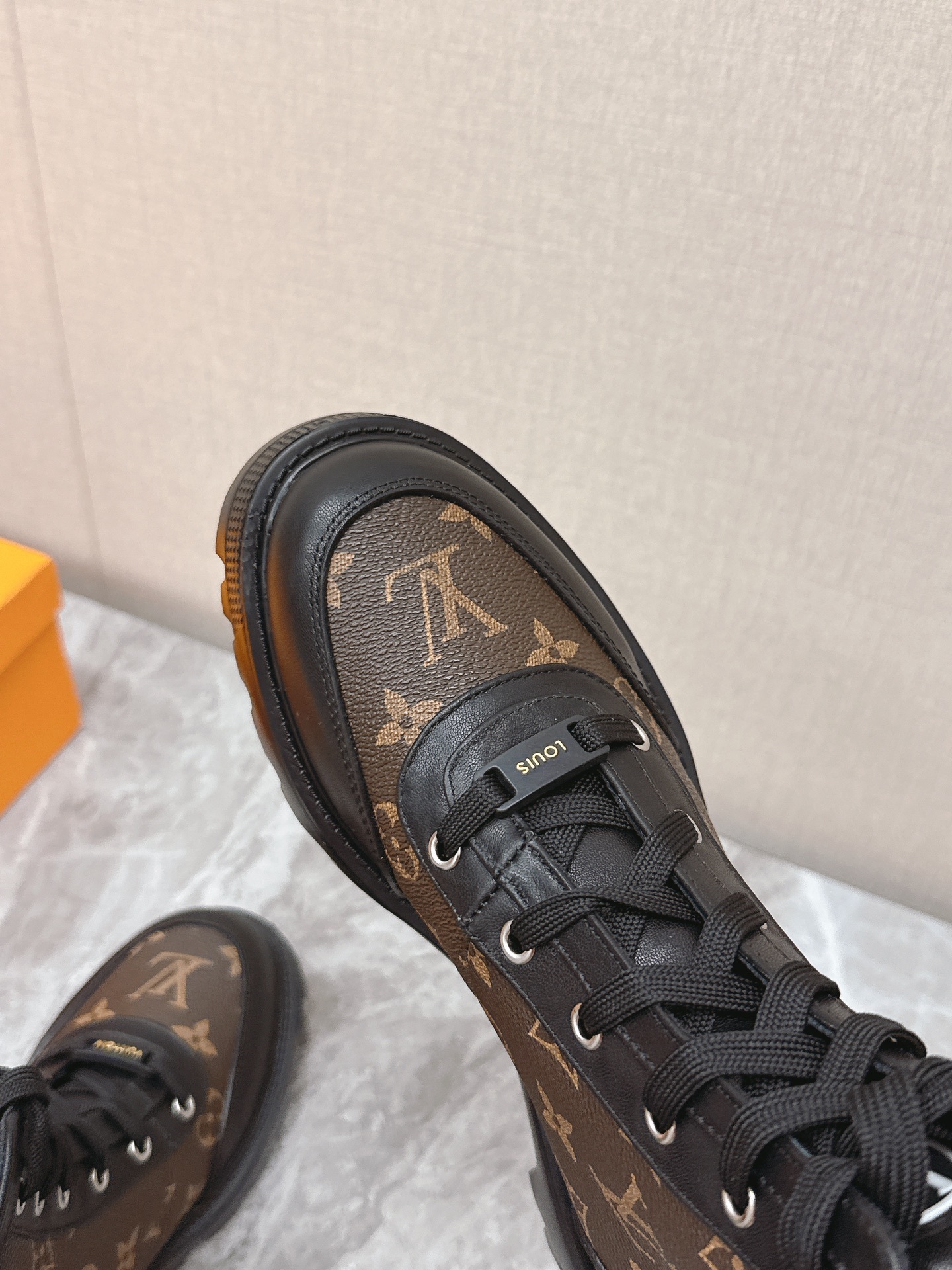 Louis Vuitton Monogram Canvas and Black Leather Ranger Boots