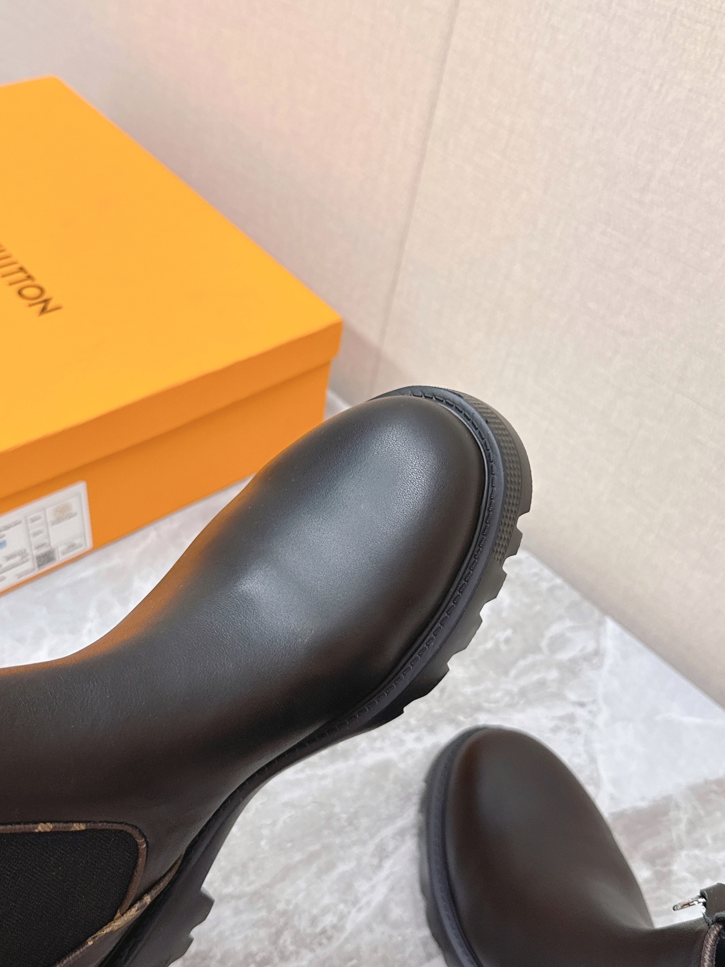 Louis Vuitton Monogram Trim Black Leather Chelsea Boots