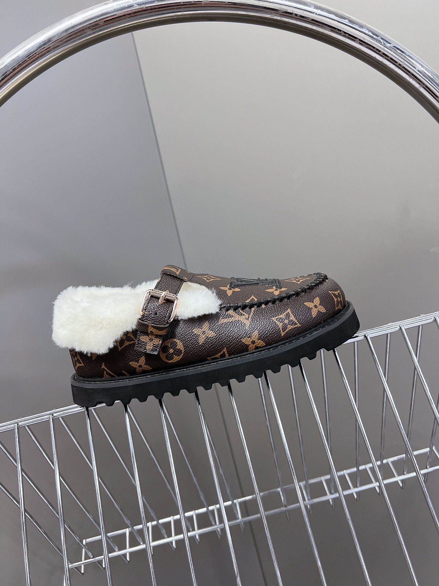 Louis Vuitton Monogram Shearling Loafers Luxury Winter Mules