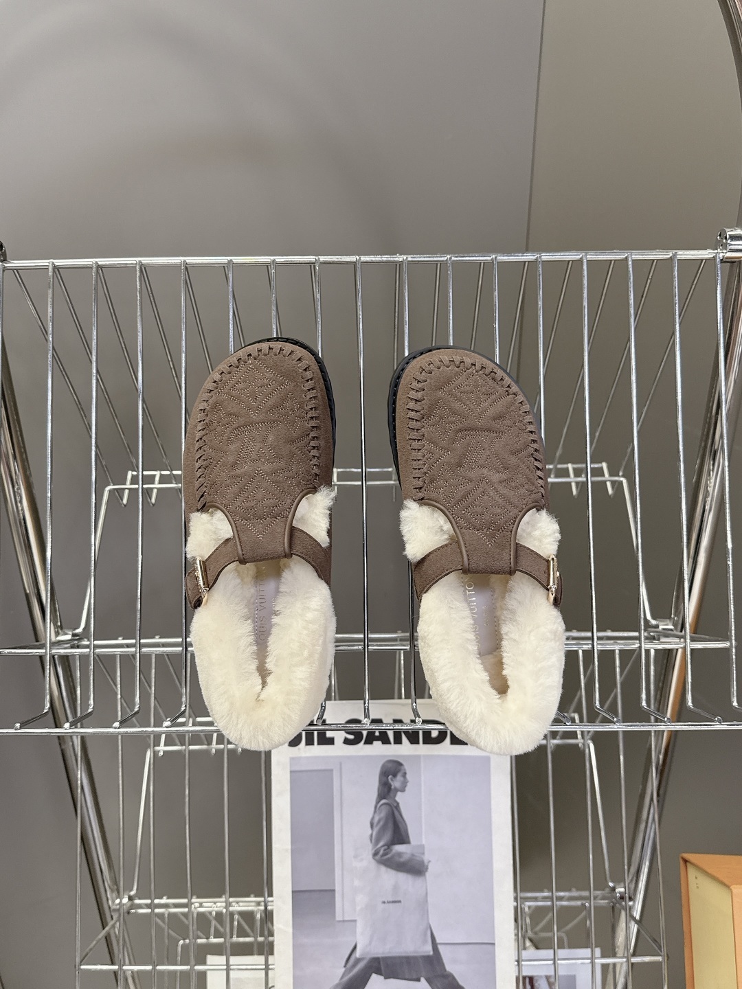 Louis Vuitton Suede Monogram Shearling Comfort Loafers