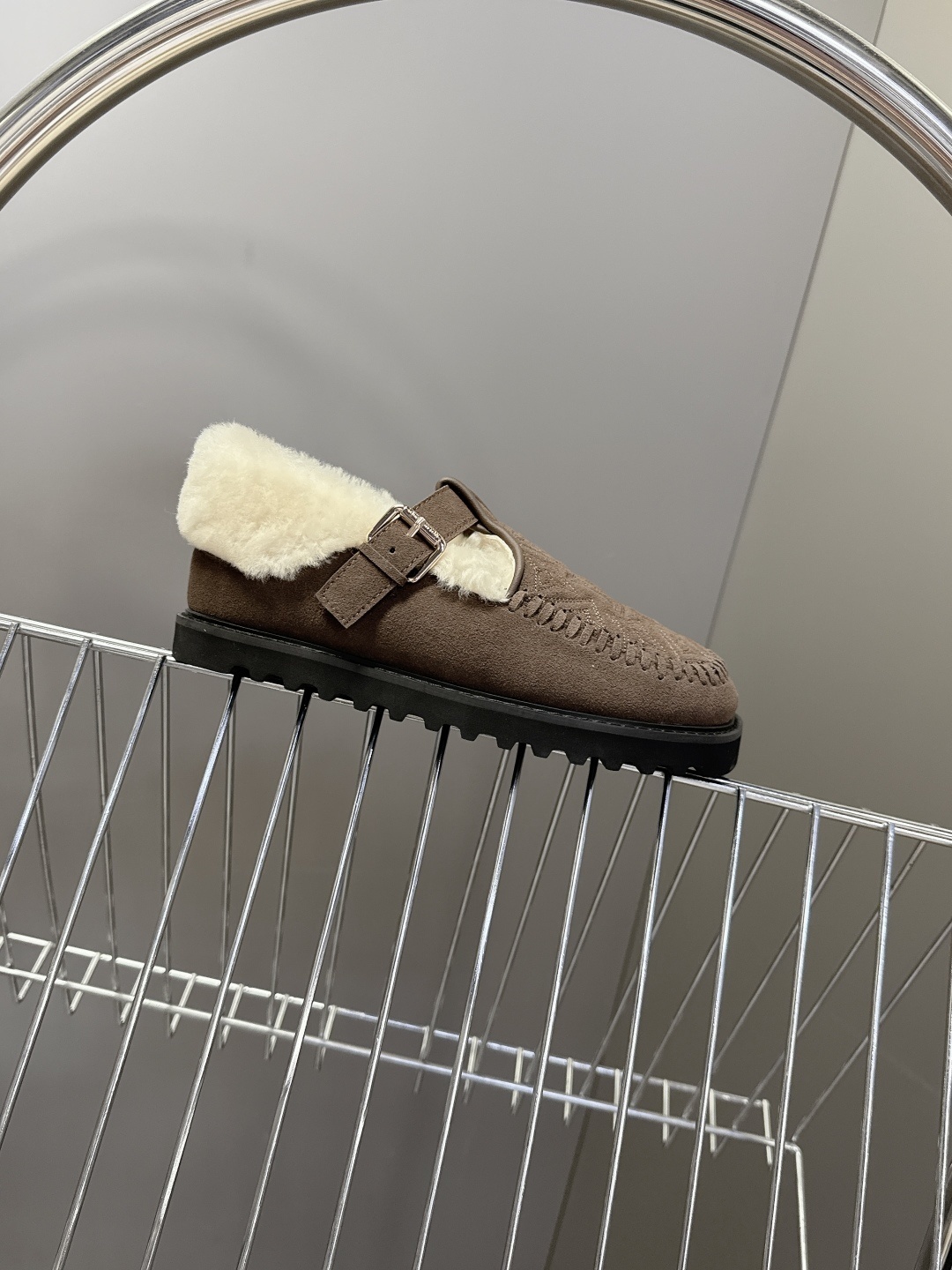 Louis Vuitton Suede Monogram Shearling Comfort Loafers