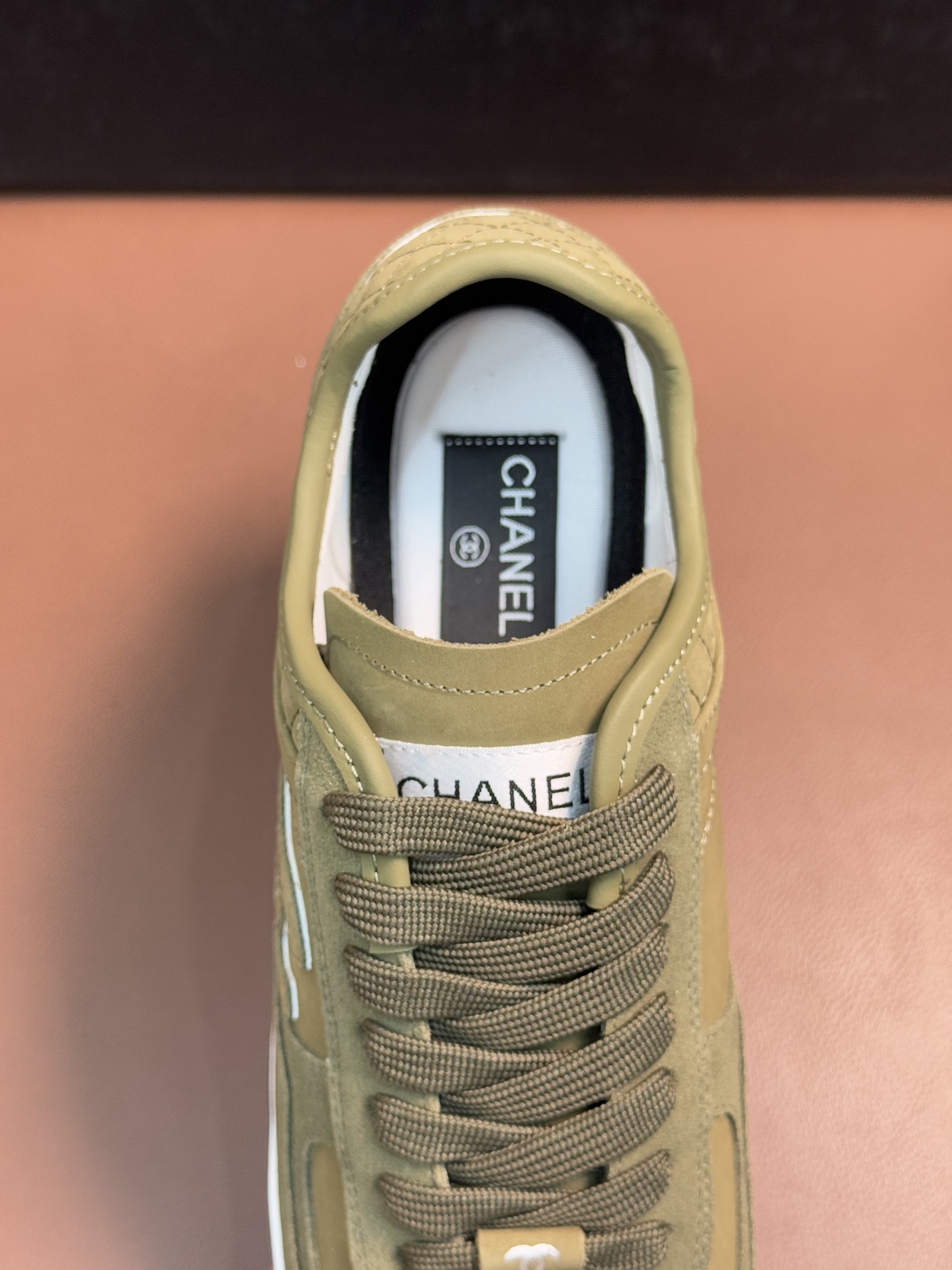 Chanel Suede & Fabric Sneakers in Khaki - Luxury Designer Footwear