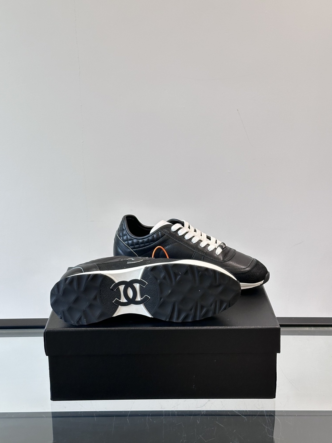 Chanel Black Quilted Leather Sneakers - Iconic CC Logo Trainers