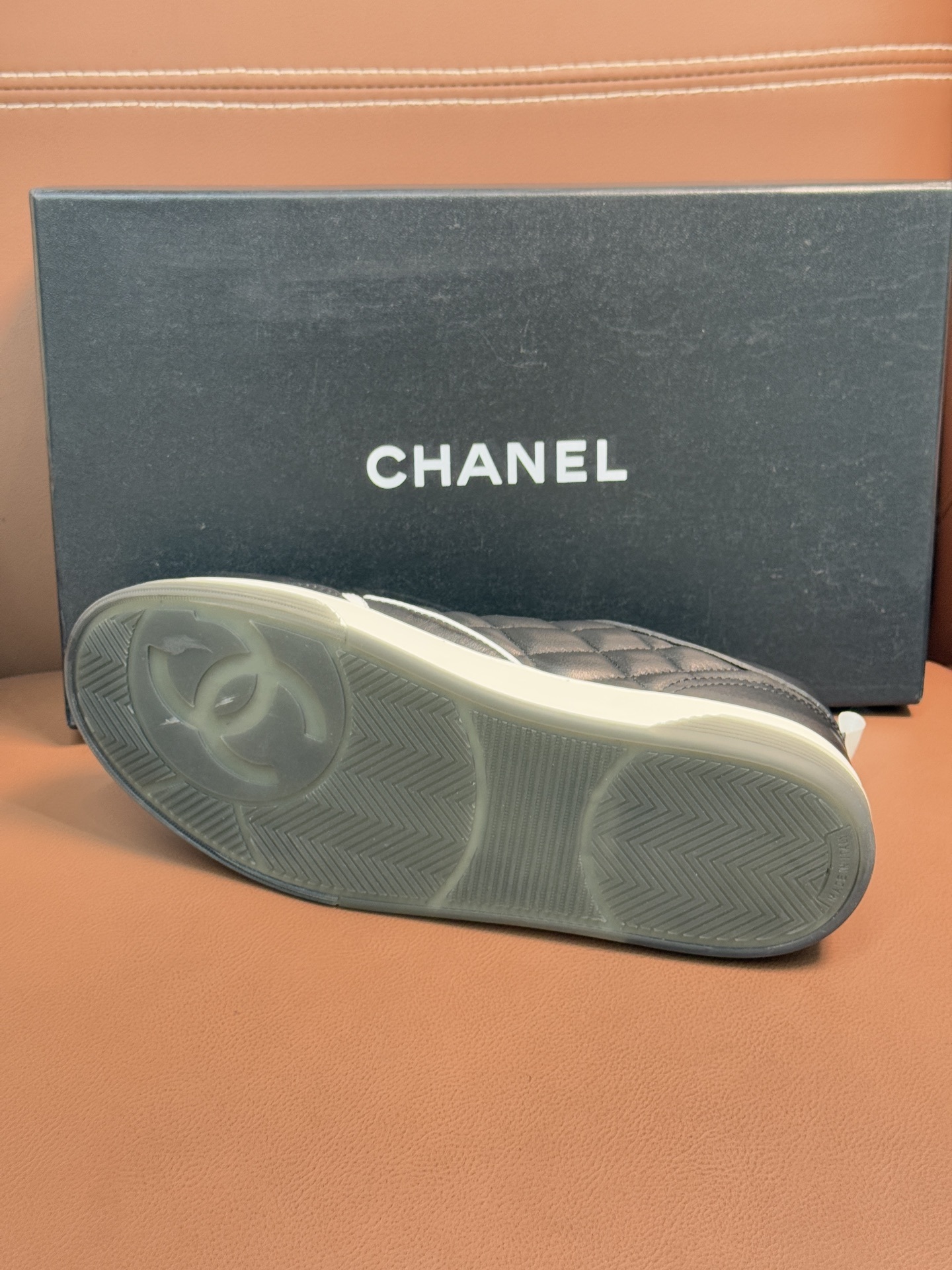 Chanel Quilted Leather Sneakers Black & White Designer Trainers