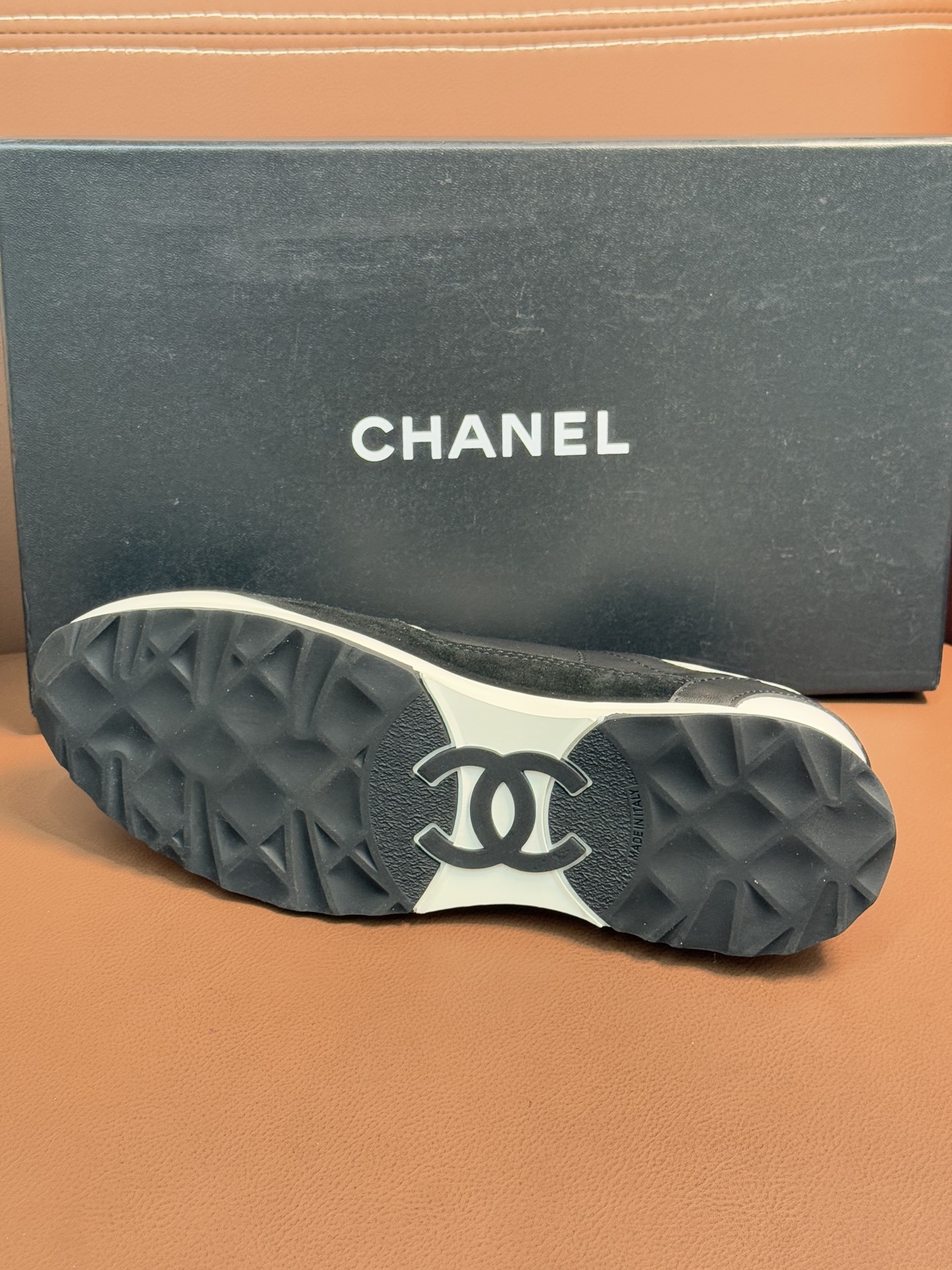 Chanel Women's Black & White Leather Sneakers - Classic CC Logo