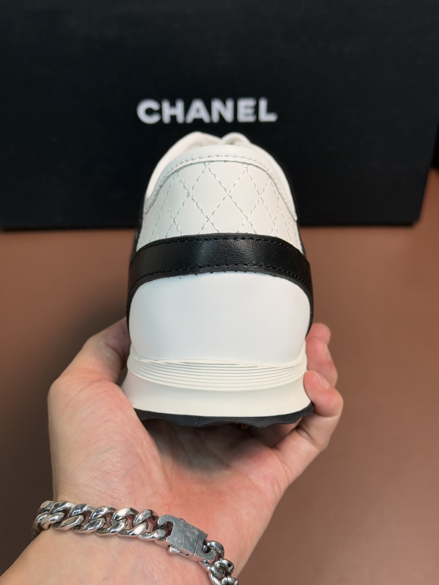 Chanel Women's Black & White Leather Sneakers - Classic CC Logo