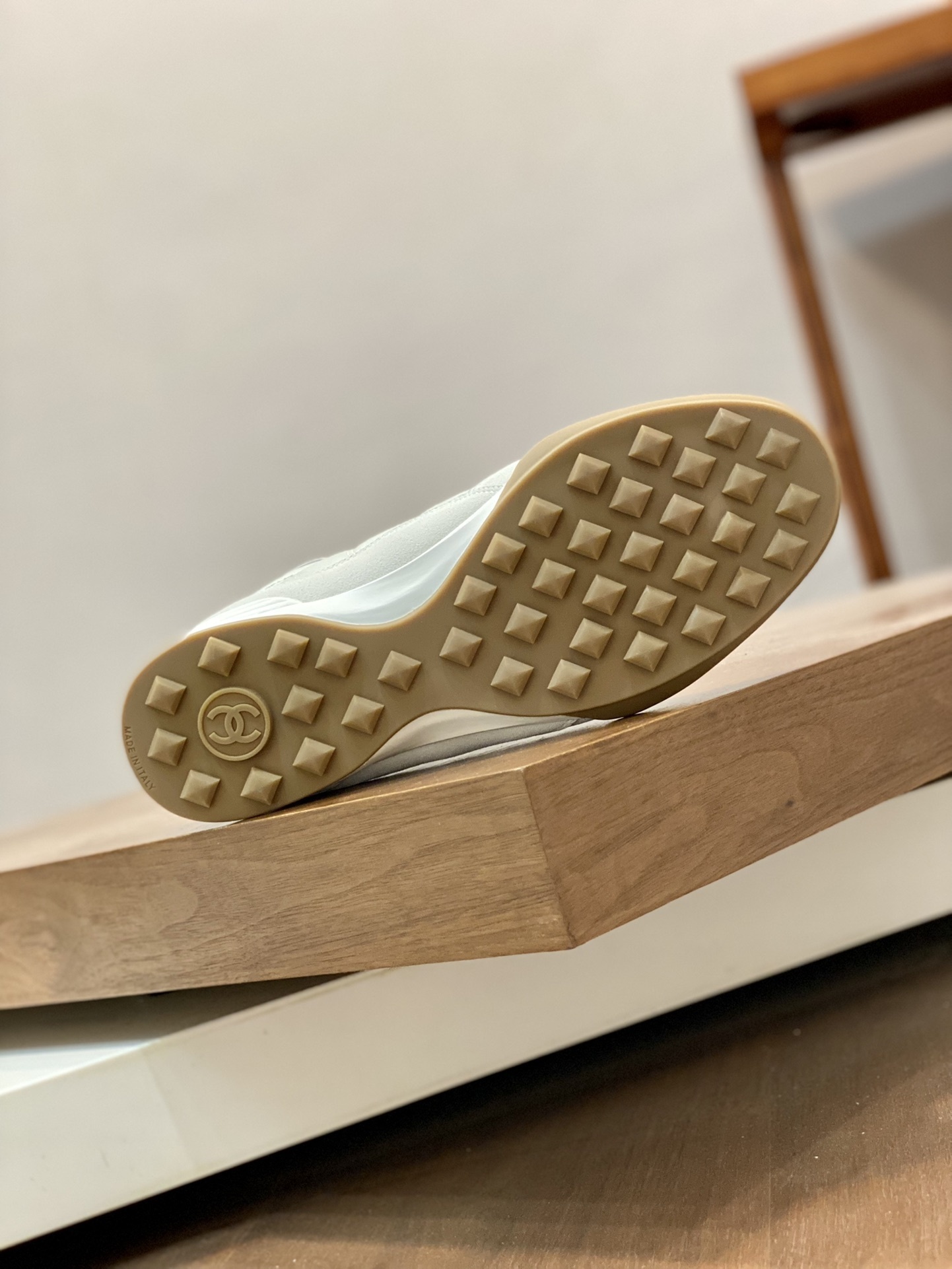 Chanel White Quilted Leather Sneakers with Gum Sole