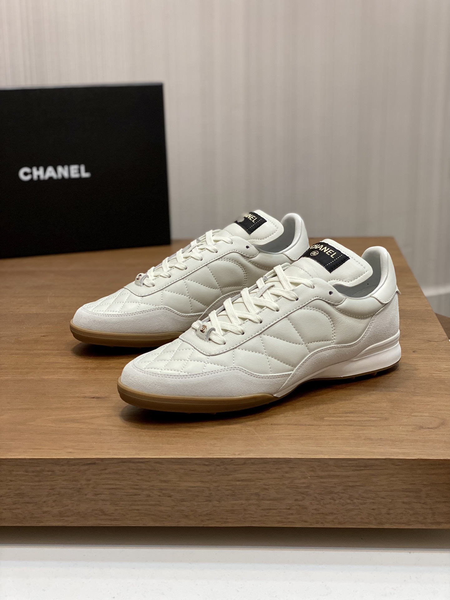 Chanel White Quilted Leather Sneakers with Gum Sole