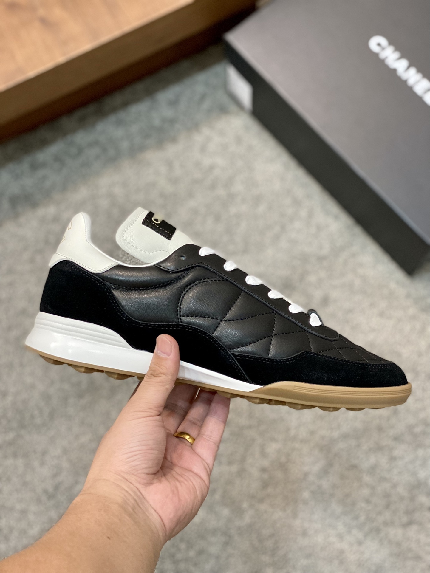 Chanel Quilted Leather Sneakers - Black & White Luxury Low-Tops