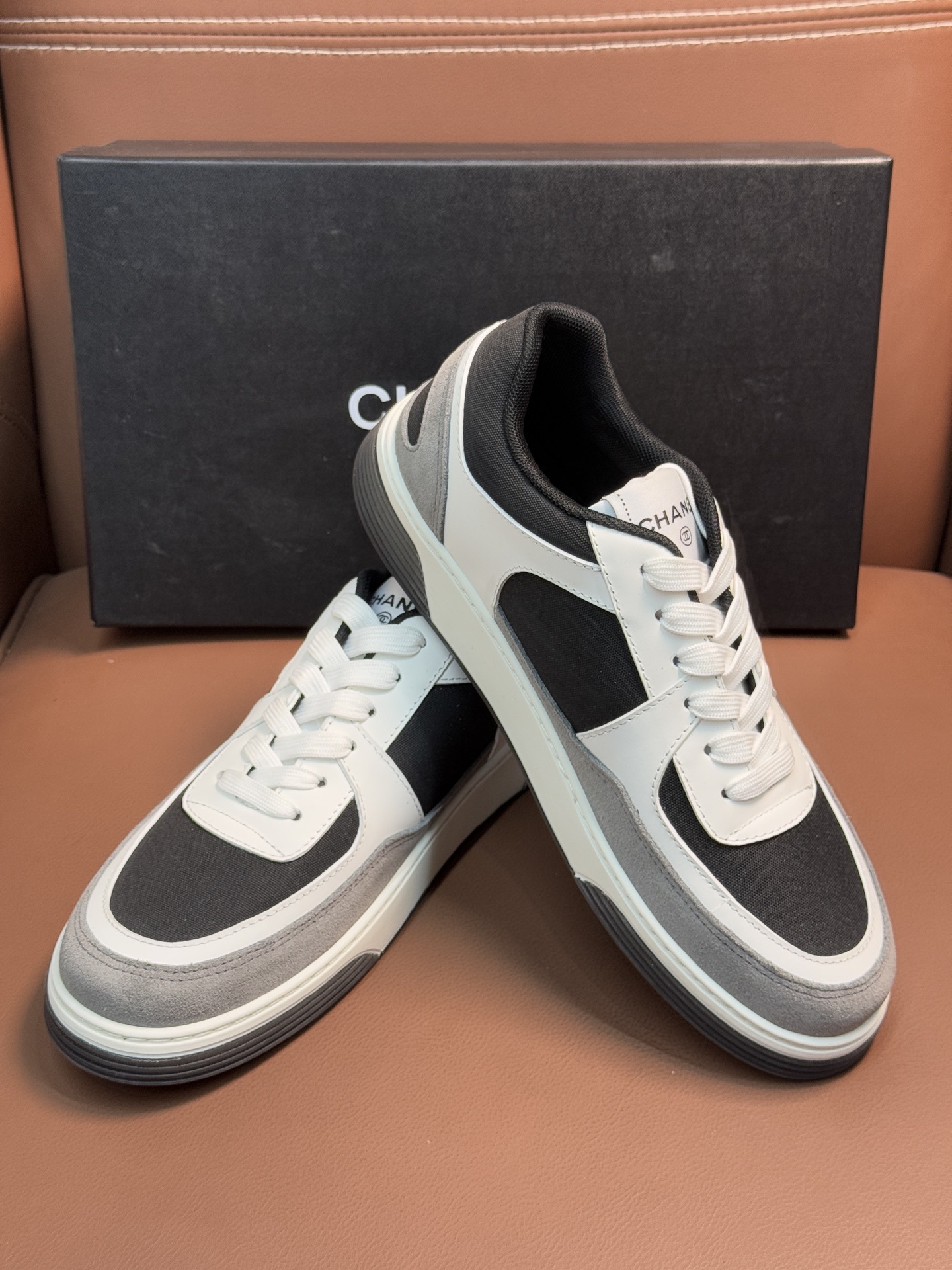 Chanel Luxury Black & White Low-Top Sneakers - Premium Designer