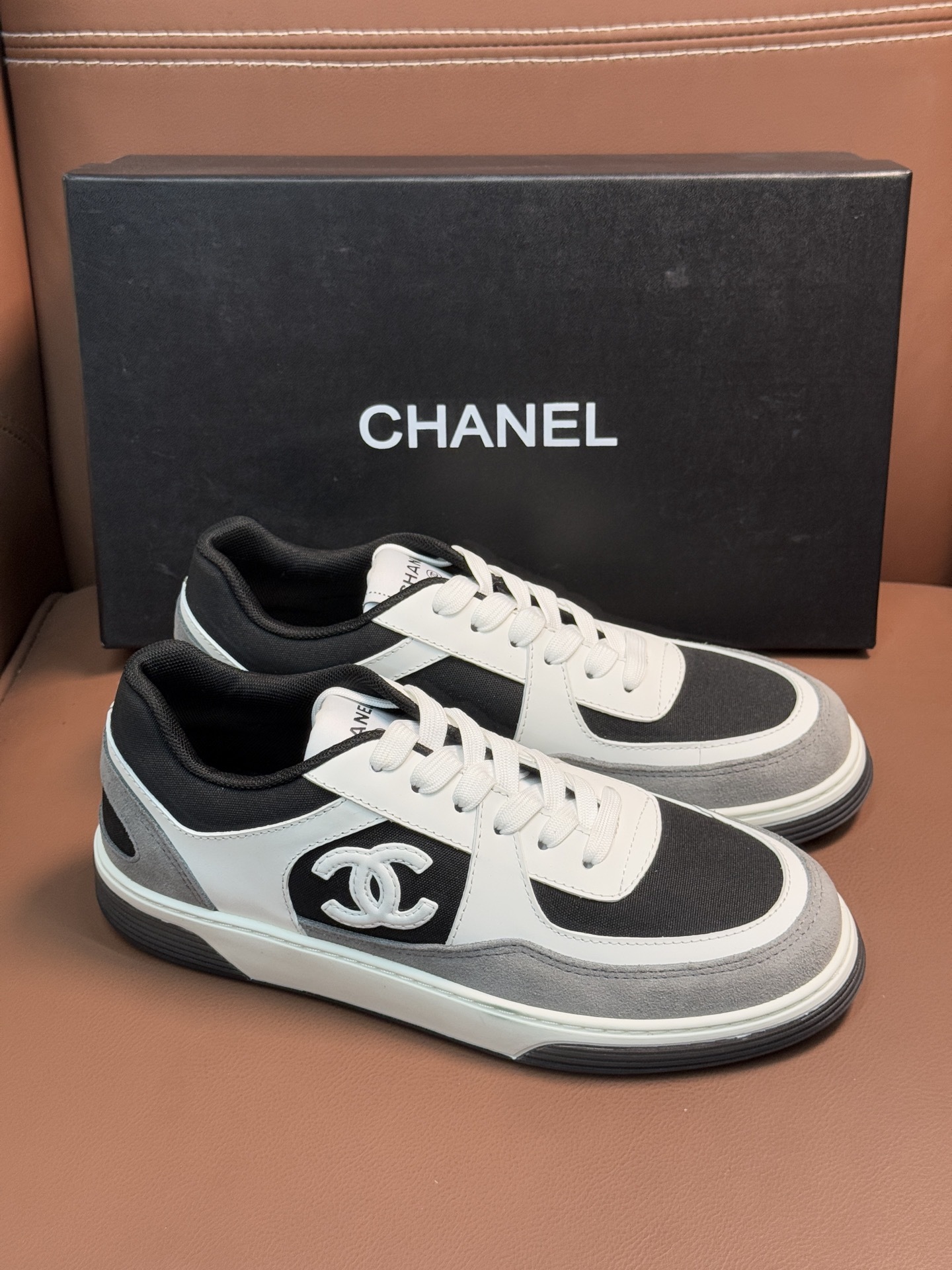 Chanel Luxury Black & White Low-Top Sneakers - Premium Designer