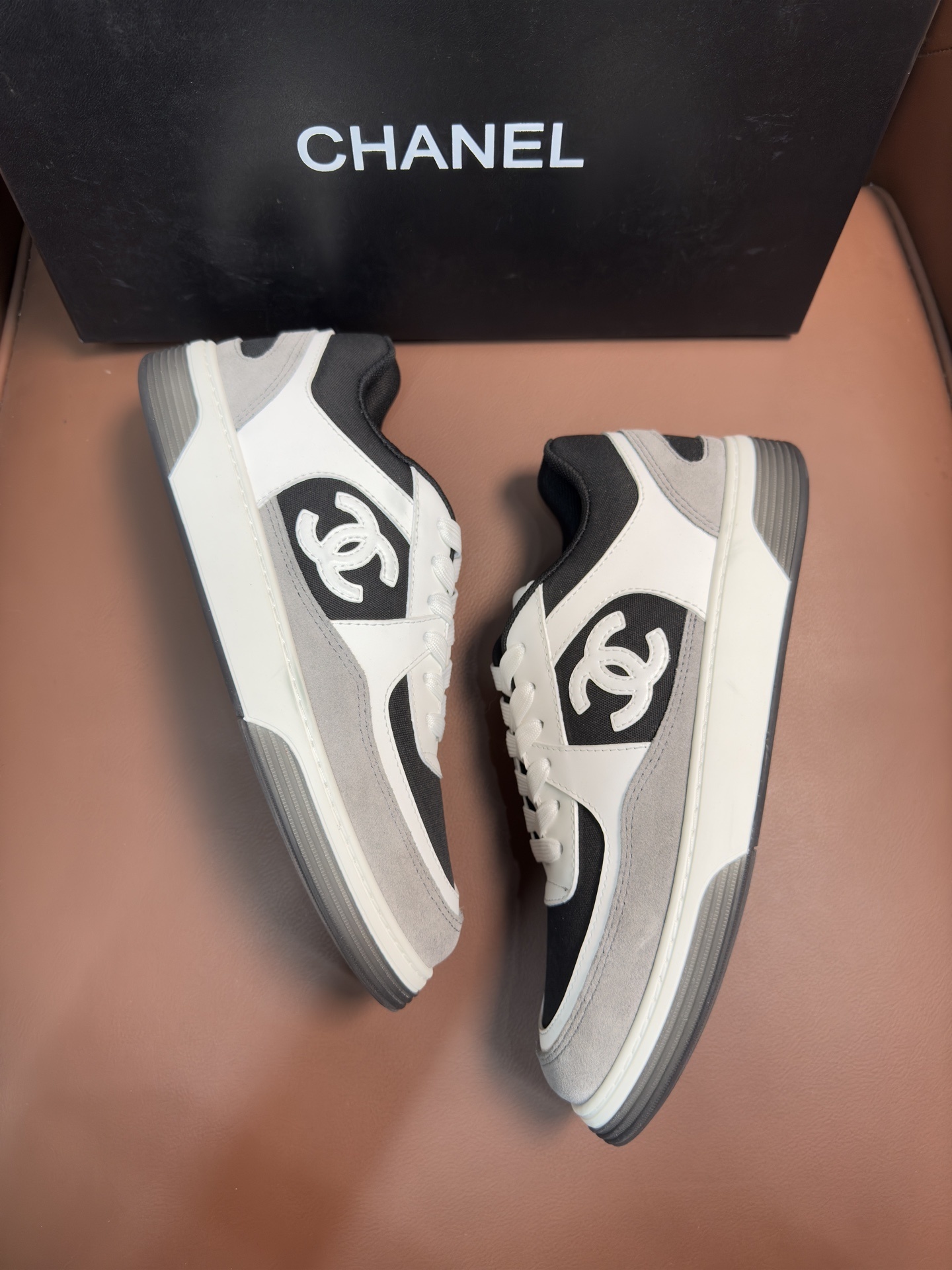 Chanel Luxury Black & White Low-Top Sneakers - Premium Designer