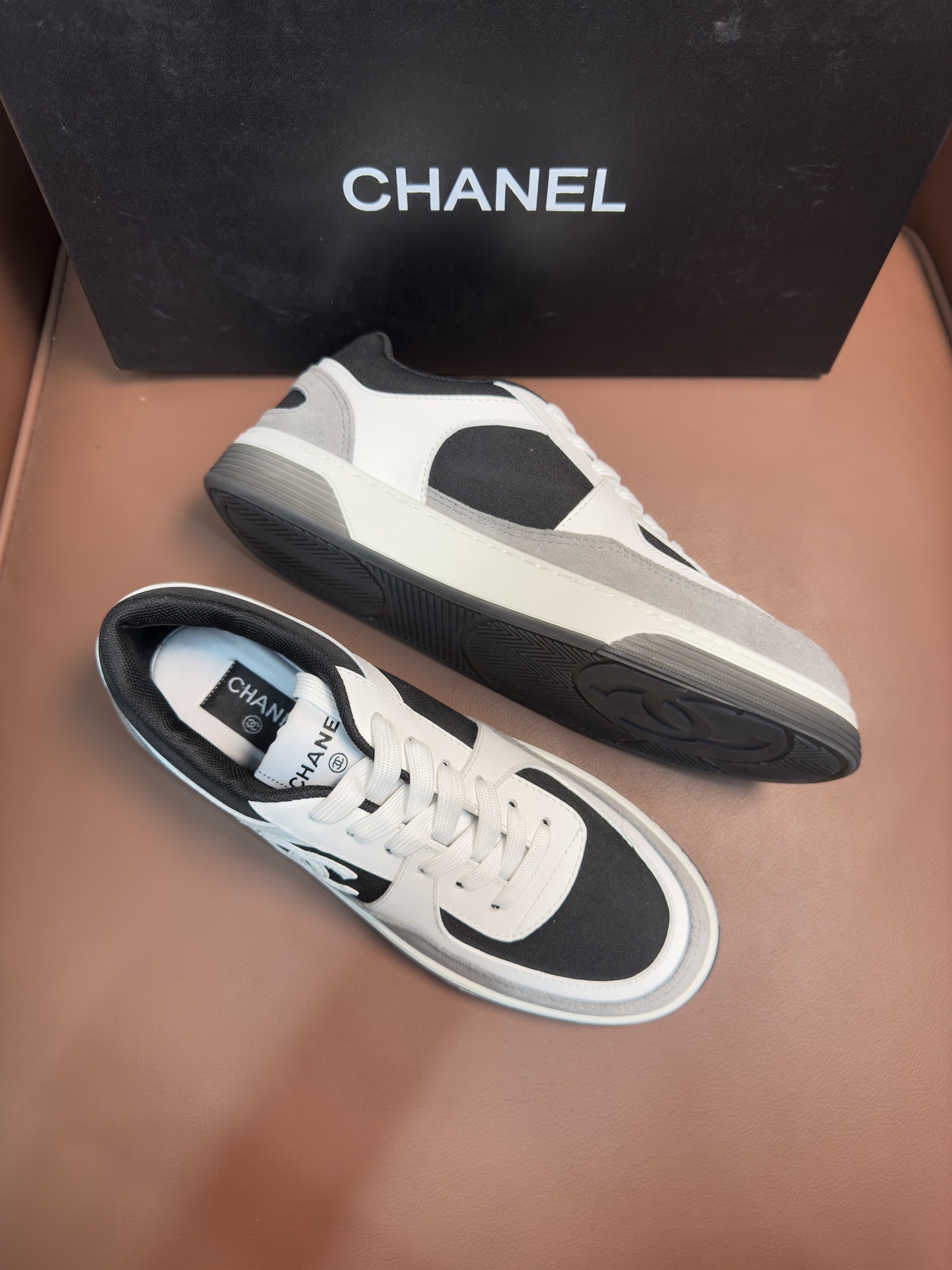 Chanel Luxury Black & White Low-Top Sneakers - Premium Designer