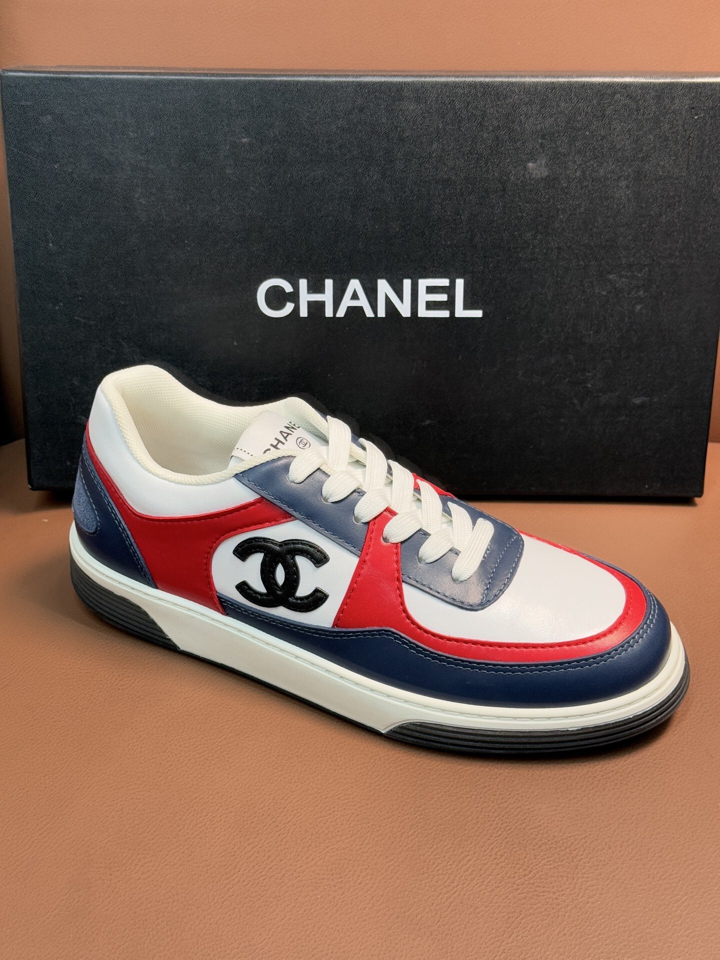 Chanel Women's Tricolor Leather Sneakers - Iconic CC Logo Shoes