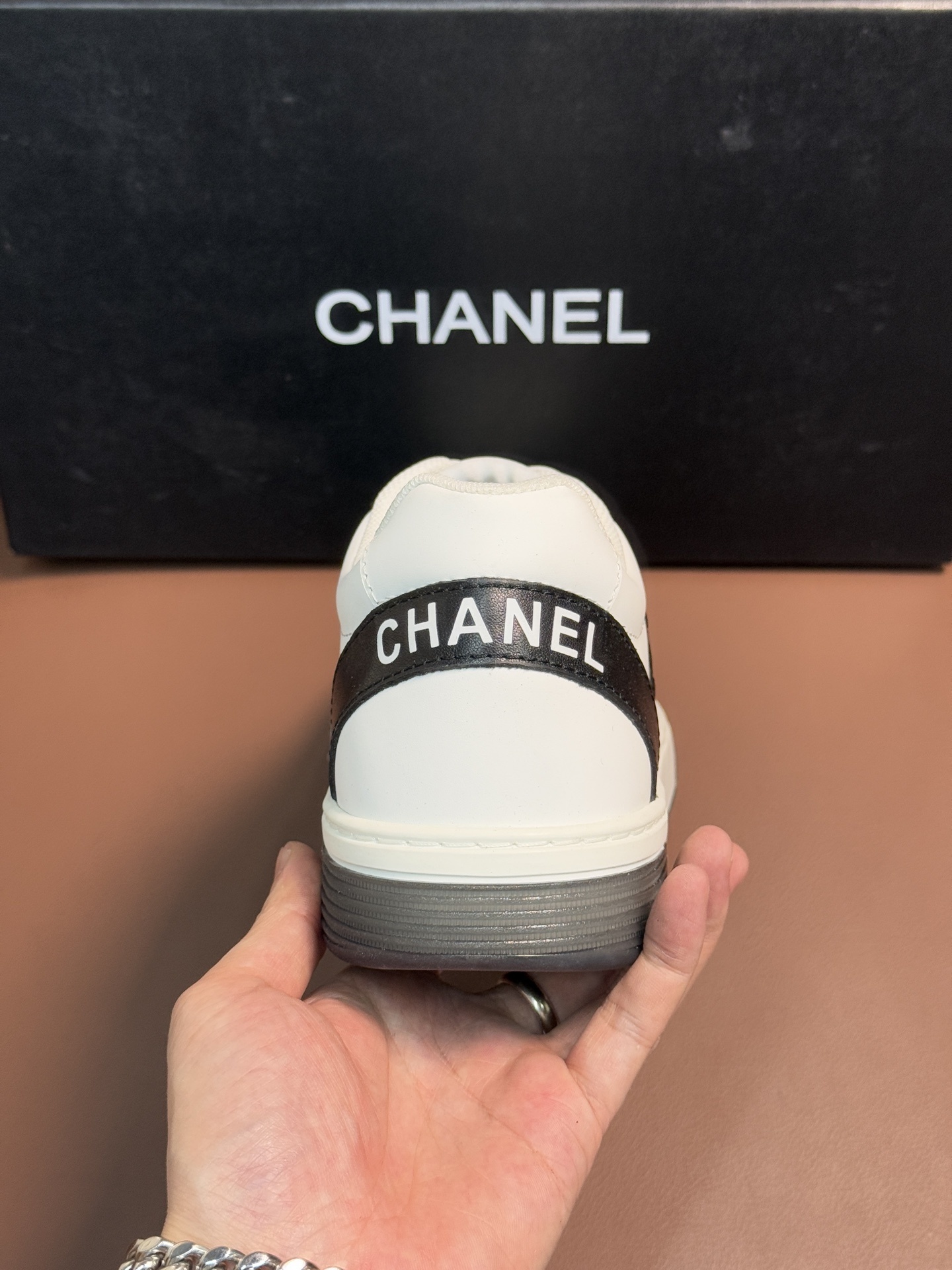 Chanel Black and White Leather Sneakers - Luxury Designer Trainers