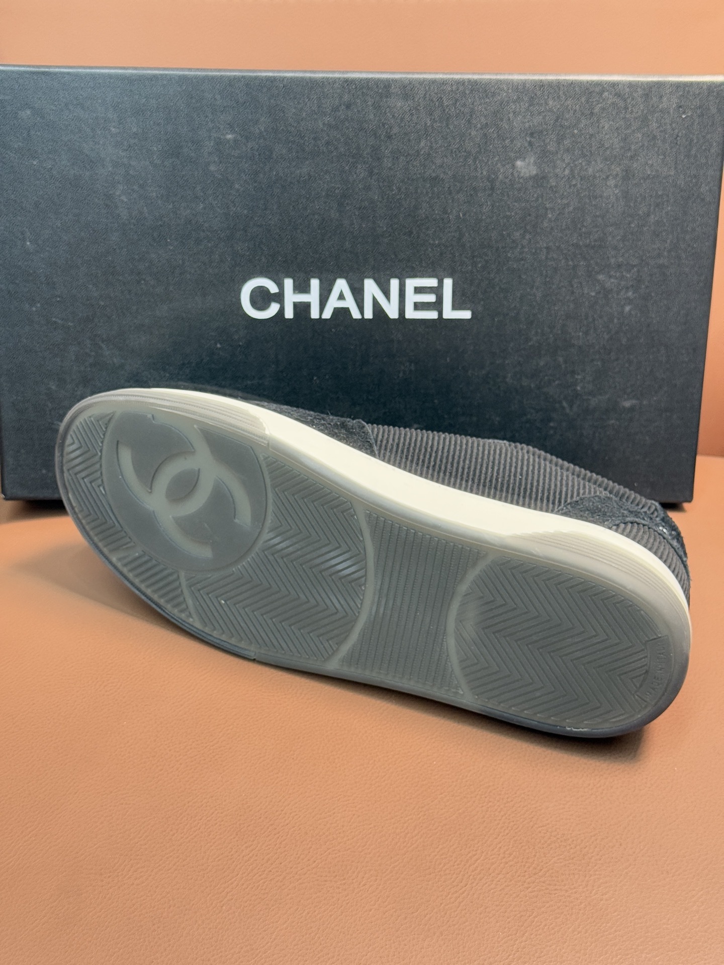 Chanel Luxury Black Ribbed Fabric Sneakers with Iconic CC Logo