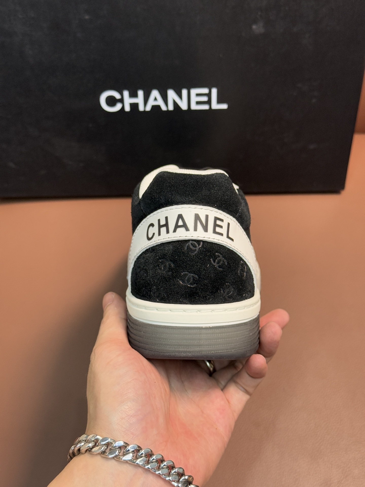 Chanel Monogram Suede & Leather Sneakers - Black/White Luxury Shoes
