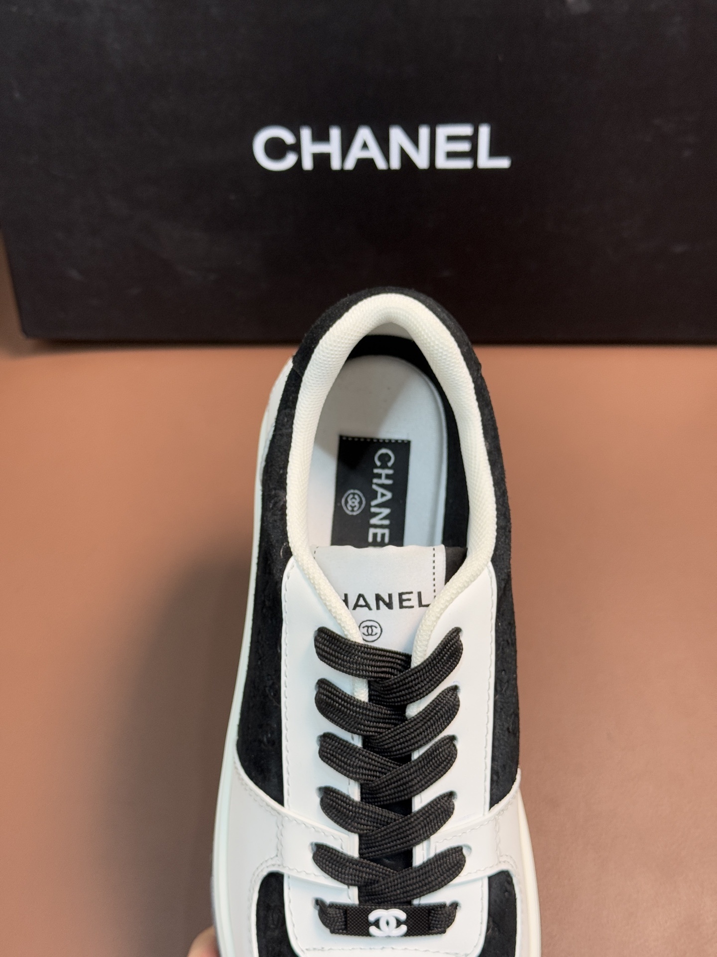 Chanel Monogram Suede & Leather Sneakers - Black/White Luxury Shoes