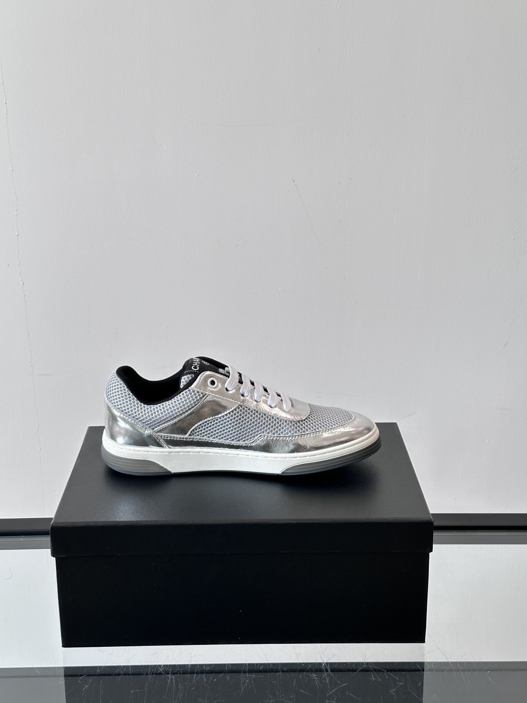 Chanel Silver Metallic Mesh Sneakers - Luxury Designer Footwear
