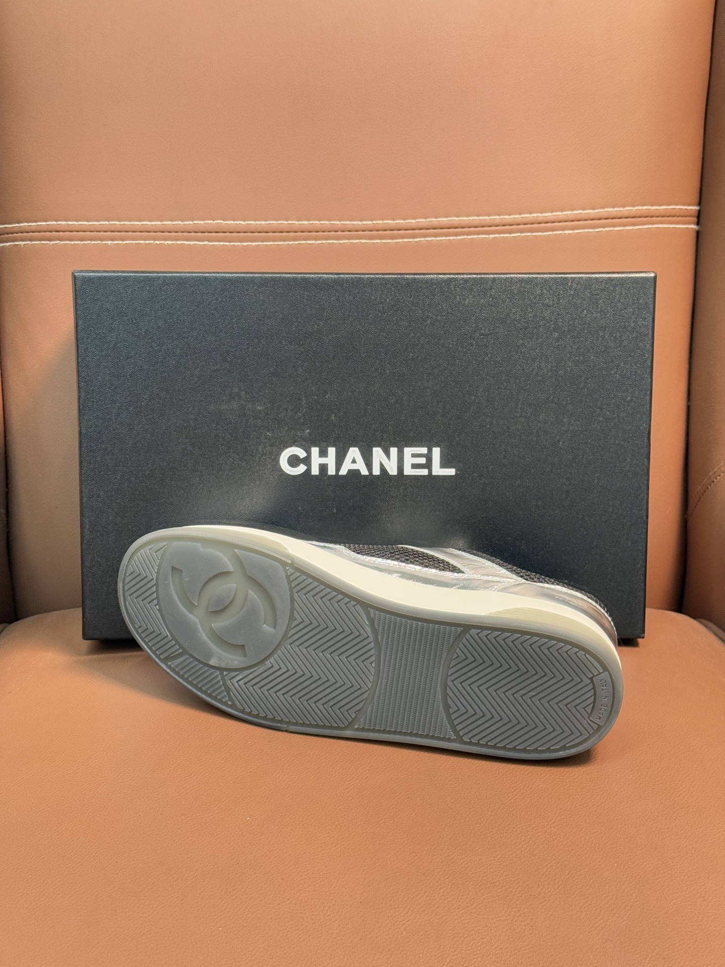 Chanel Metallic Silver & Black Mesh Sneakers - Luxury Fashion Trainers